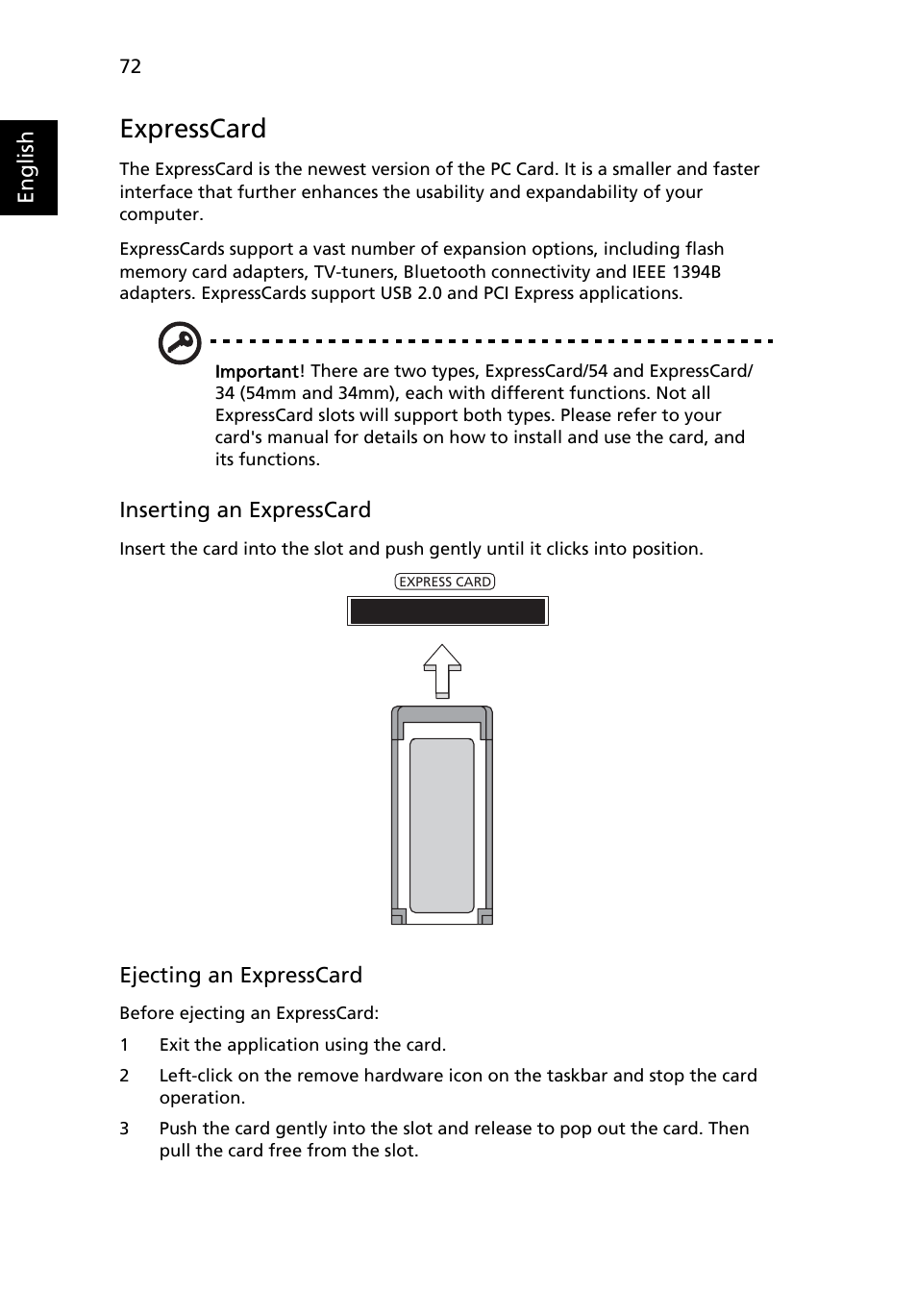 Expresscard | Acer Extensa 5010 User Manual | Page 90 / 111