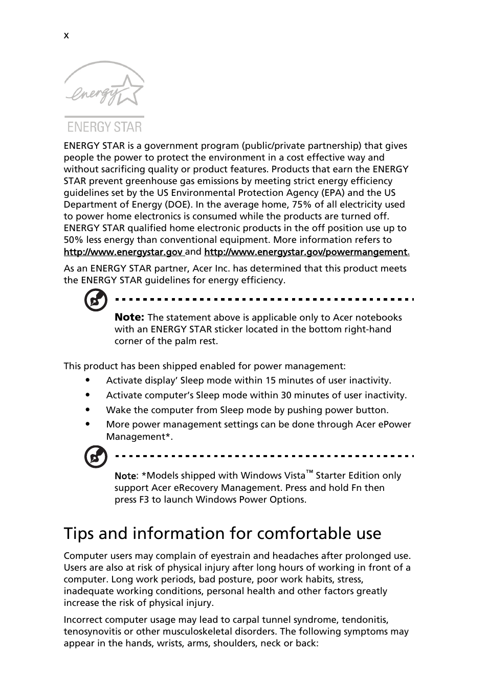 Tips and information for comfortable use | Acer Aspire 4715Z User Manual | Page 10 / 105