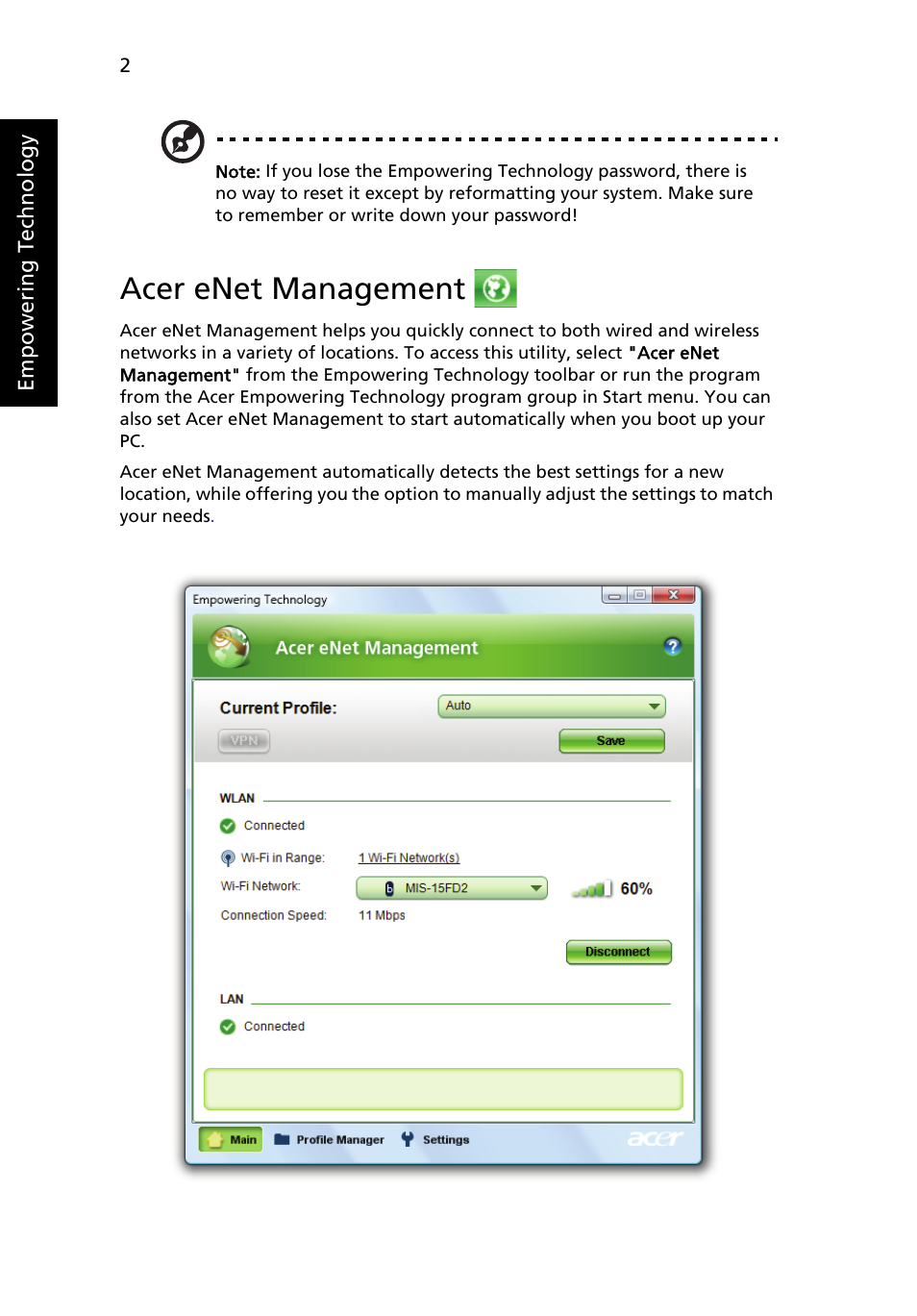 Acer enet management | Acer Aspire 4715Z User Manual | Page 22 / 105