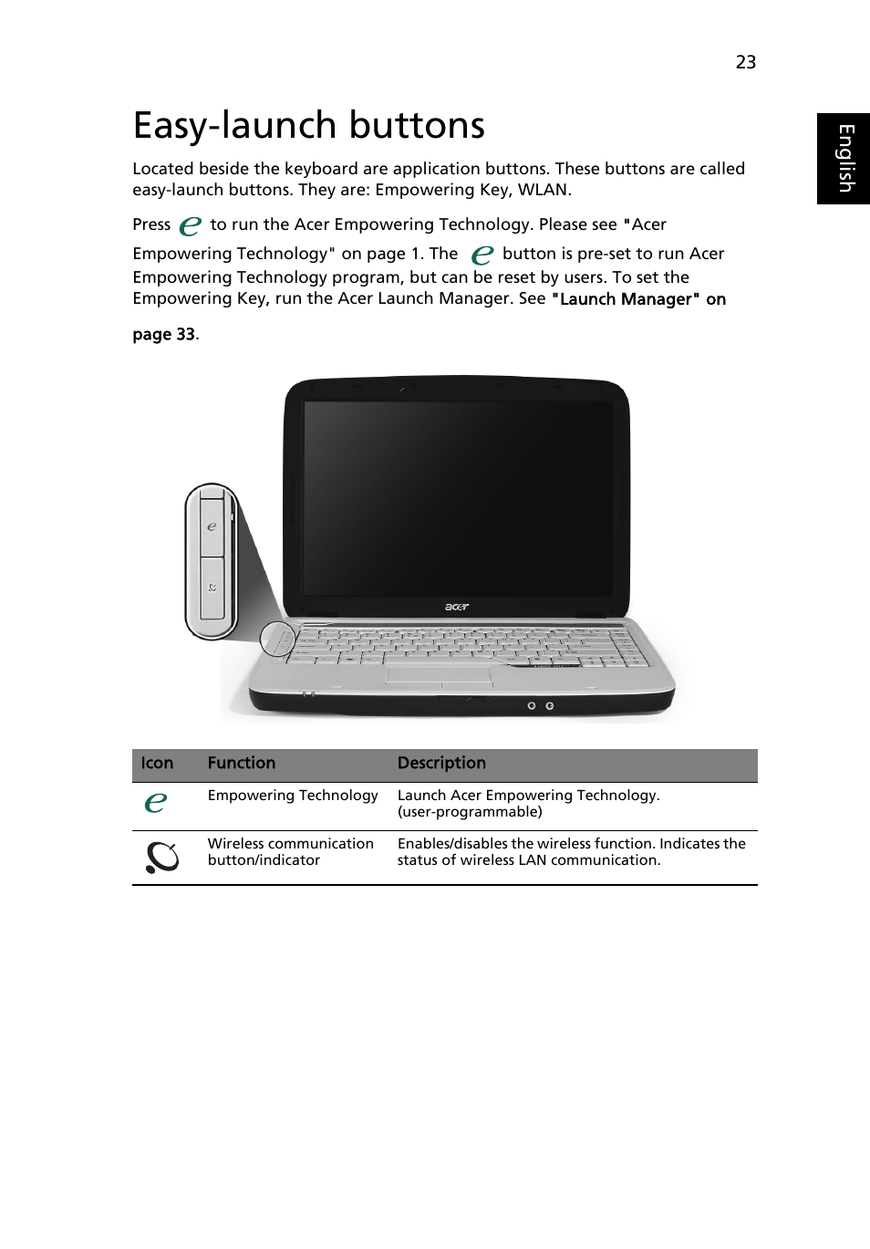 Easy-launch buttons | Acer Aspire 4715Z User Manual | Page 43 / 105