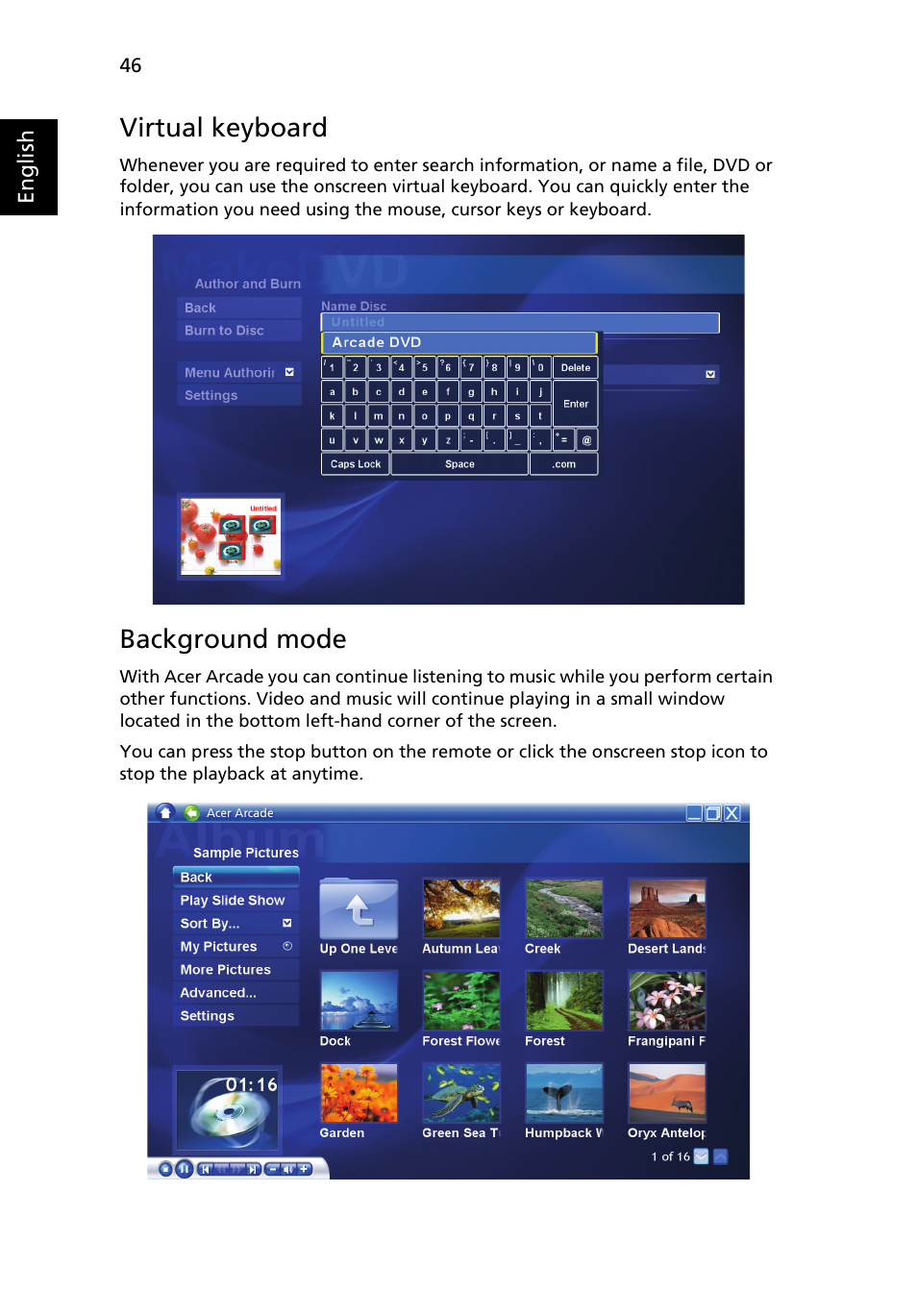 Background mode, Cinema, Virtual keyboard | Acer Aspire 4715Z User Manual | Page 65 / 105