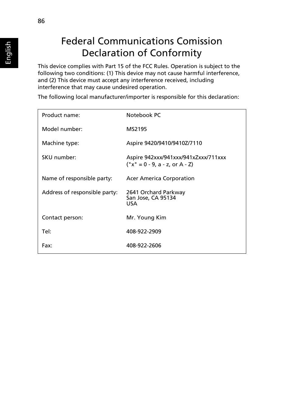 Acer Aspire 9420 User Manual | Page 105 / 109