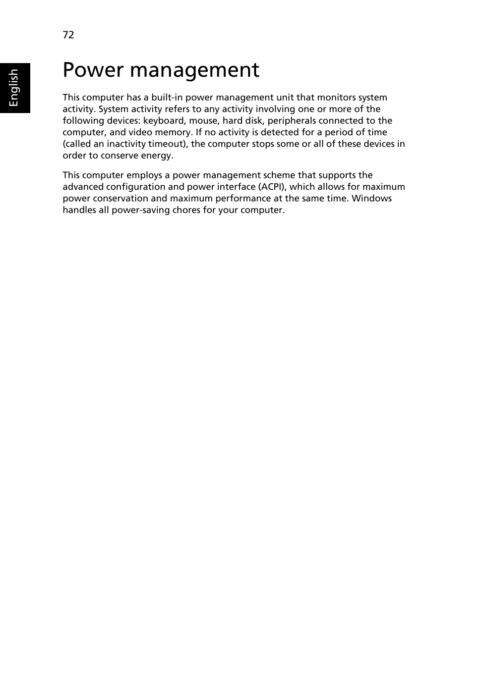 Power management | Acer Aspire 9420 User Manual | Page 92 / 109