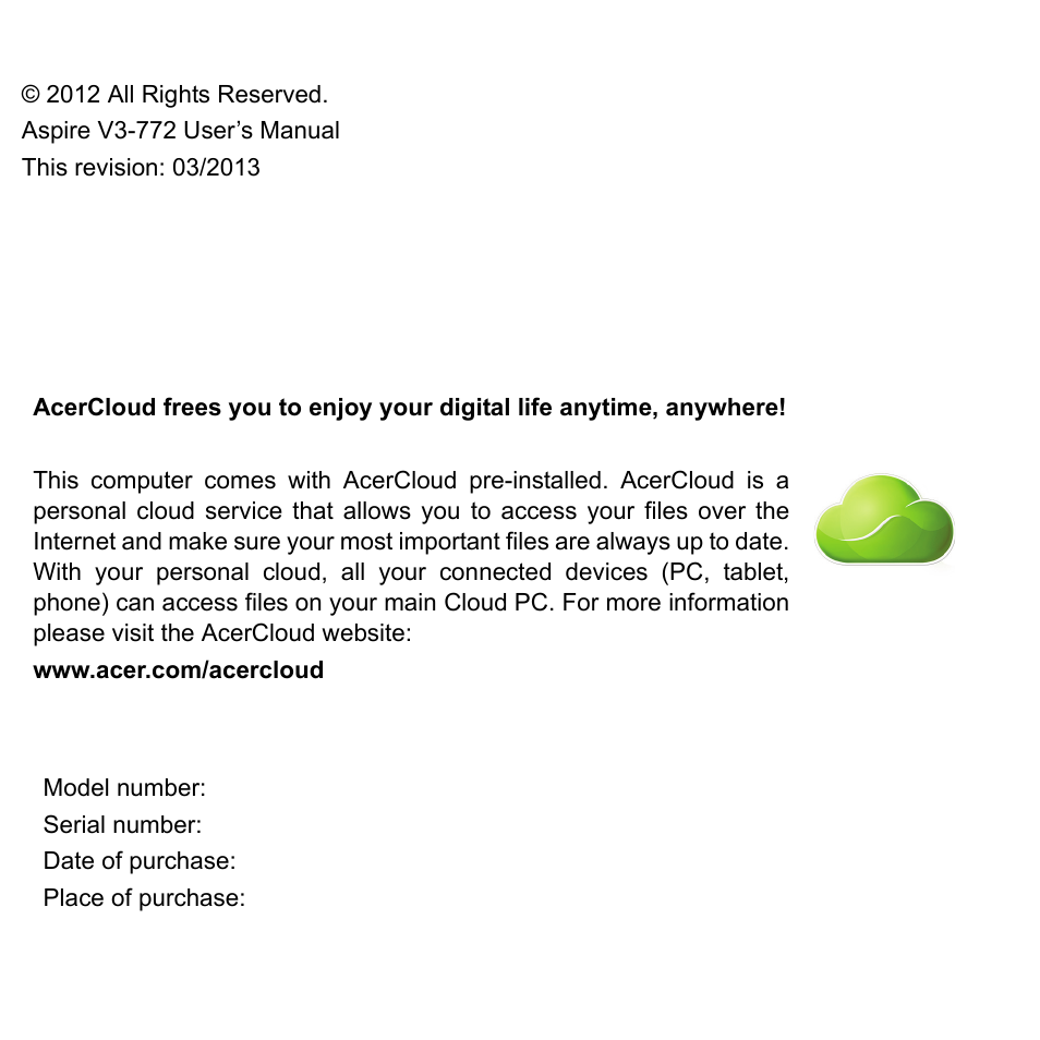 Acer Aspire V3-772G User Manual | Page 2 / 109