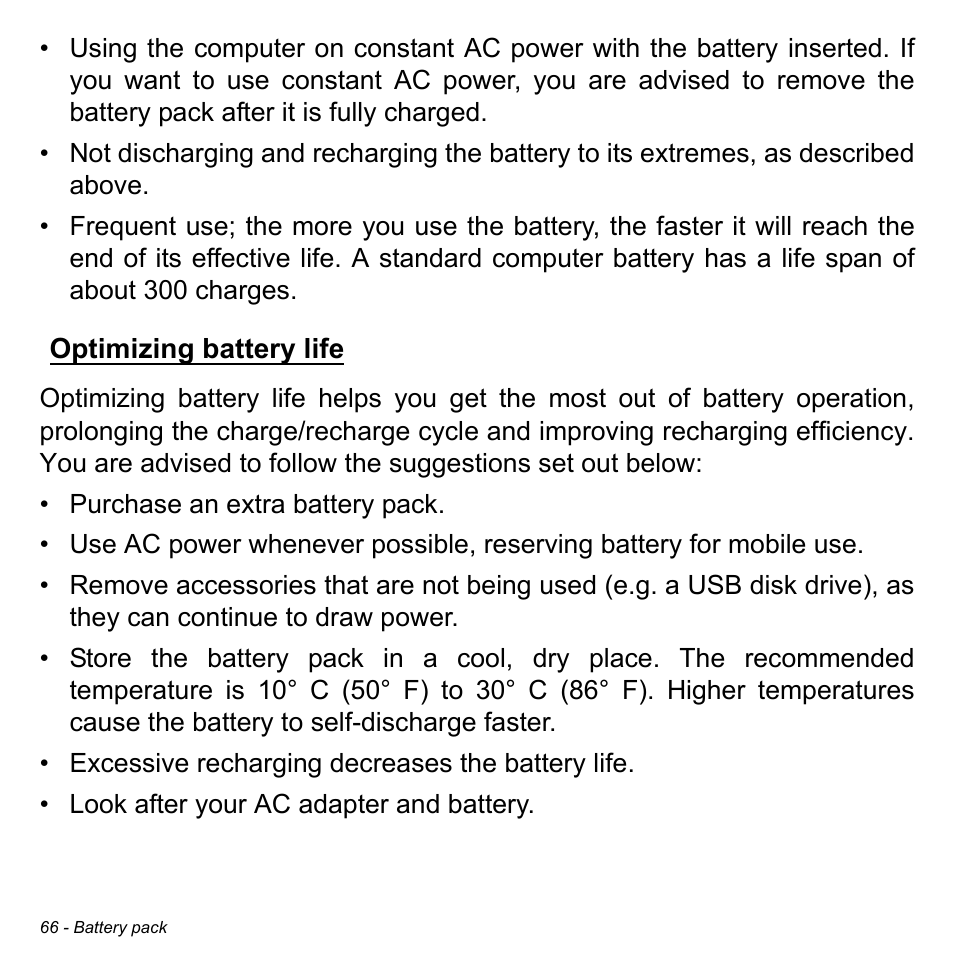 Optimizing battery life | Acer Aspire V3-772G User Manual | Page 66 / 109