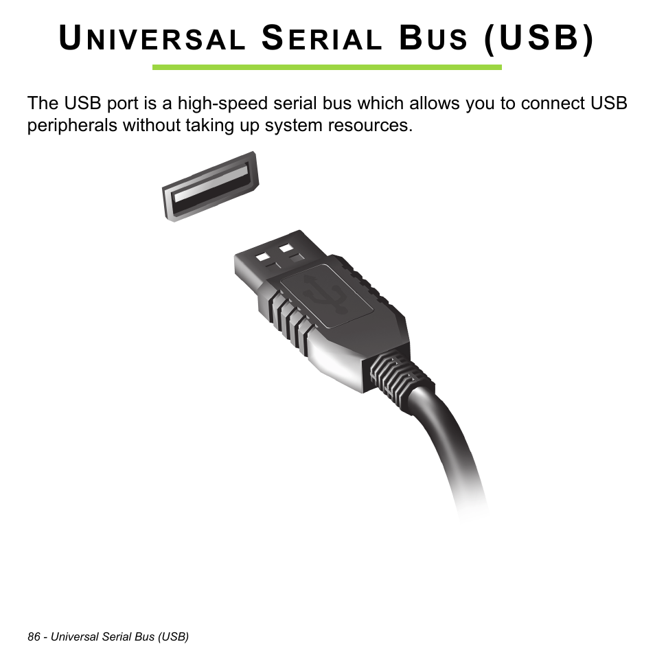 Universal serial bus (usb), Usb) | Acer Aspire V3-772G User Manual | Page 86 / 109