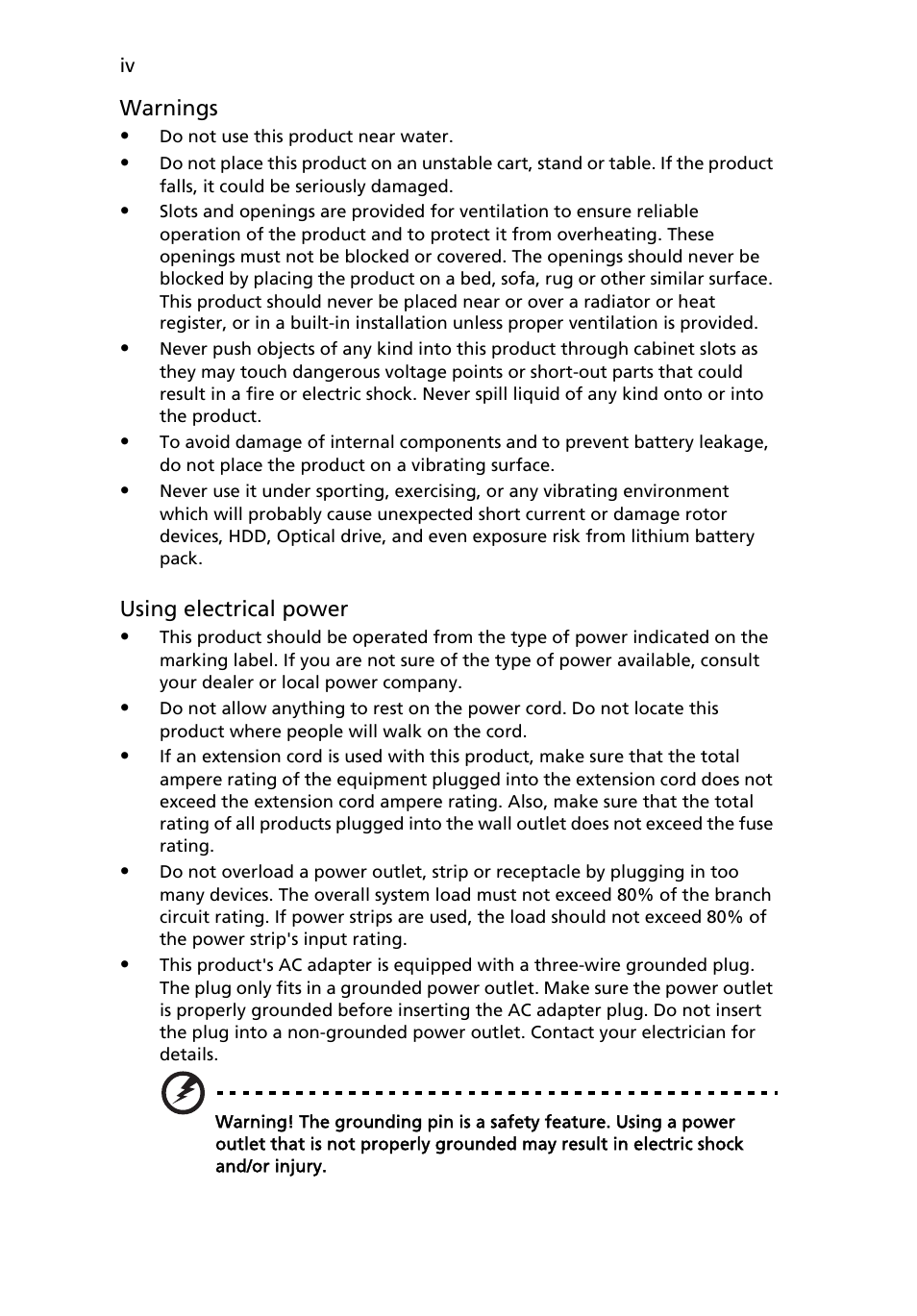 Acer TravelMate 5220 User Manual | Page 4 / 98