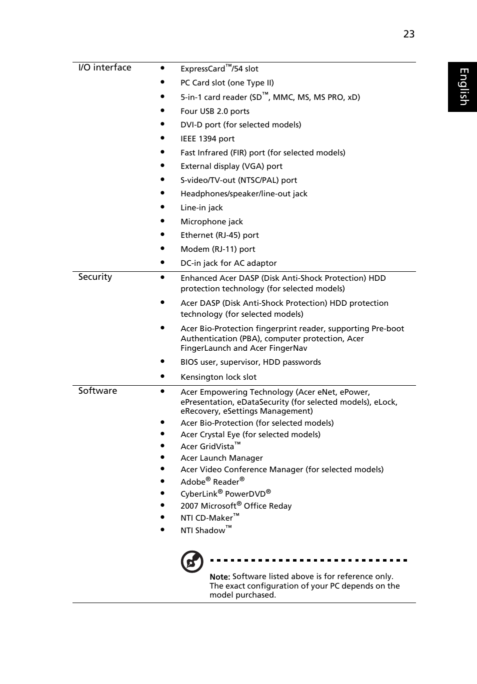 Eng lis h | Acer TravelMate 5220 User Manual | Page 41 / 98