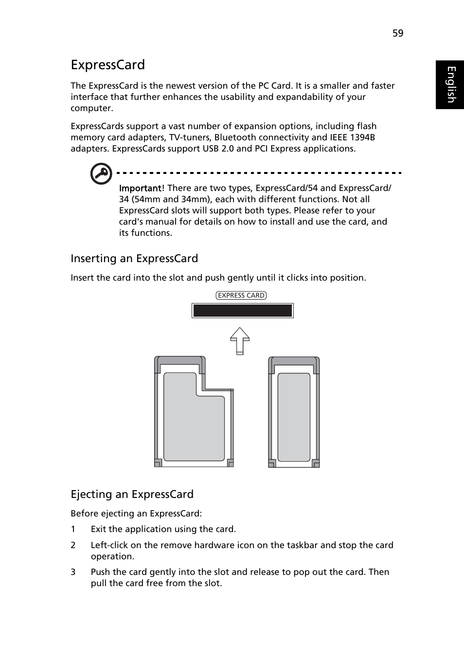 Expresscard | Acer TravelMate 5220 User Manual | Page 77 / 98