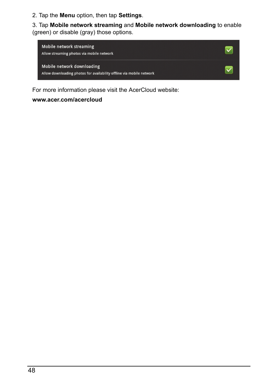 Acer A700 User Manual | Page 48 / 78