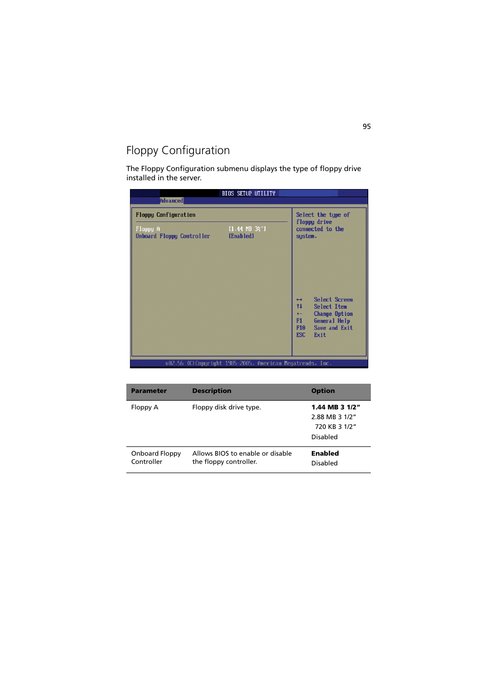 Floppy configuration | Acer Altos G530 User Manual | Page 105 / 190