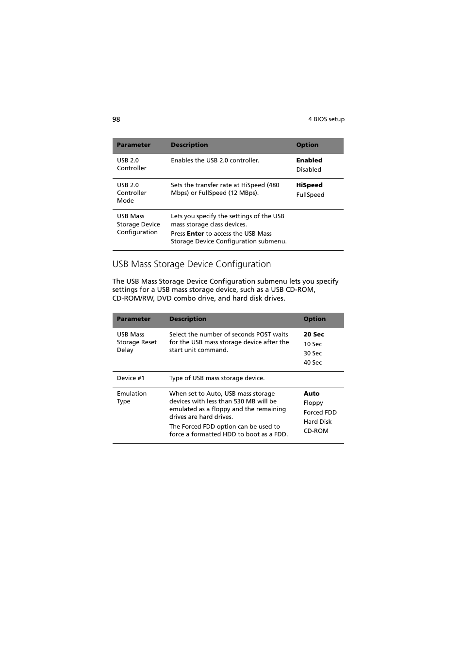 Usb mass storage device configuration | Acer Altos G530 User Manual | Page 108 / 190