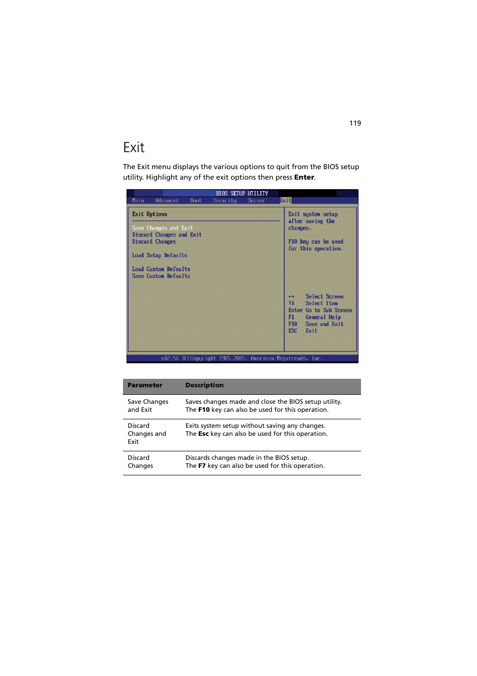 Exit | Acer Altos G530 User Manual | Page 129 / 190