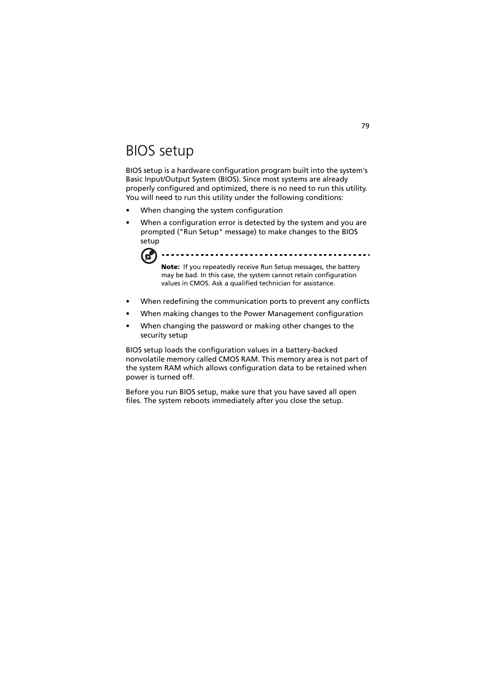 Bios setup | Acer Altos G530 User Manual | Page 89 / 190