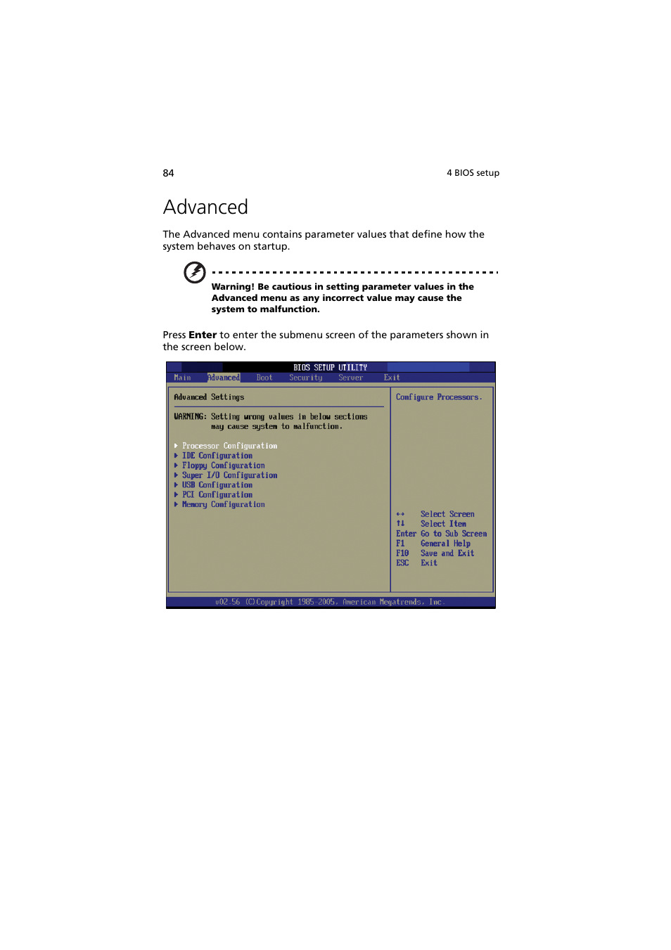 Advanced | Acer Altos G530 User Manual | Page 94 / 190