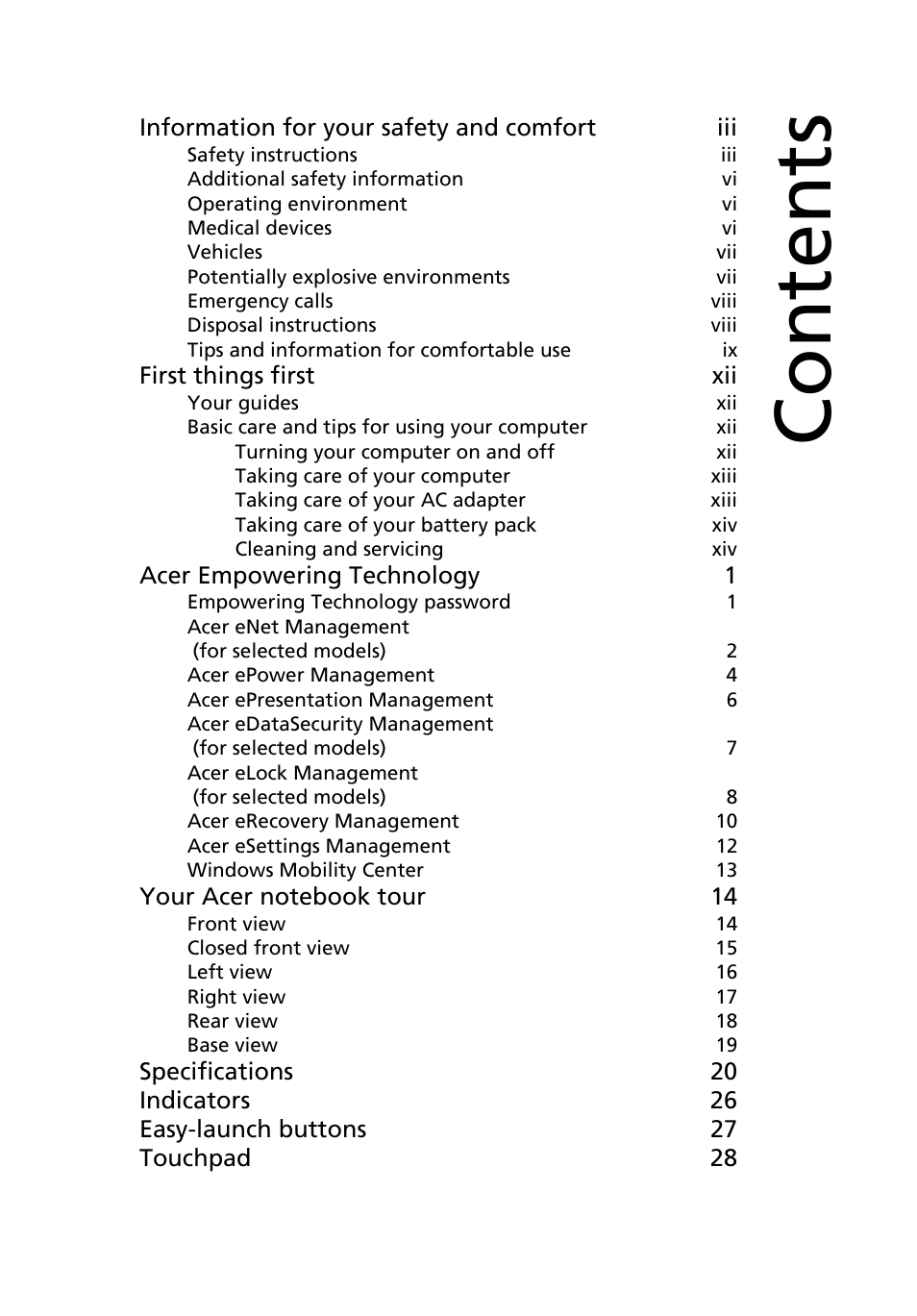 Acer TravelMate 2480 User Manual | Page 15 / 114