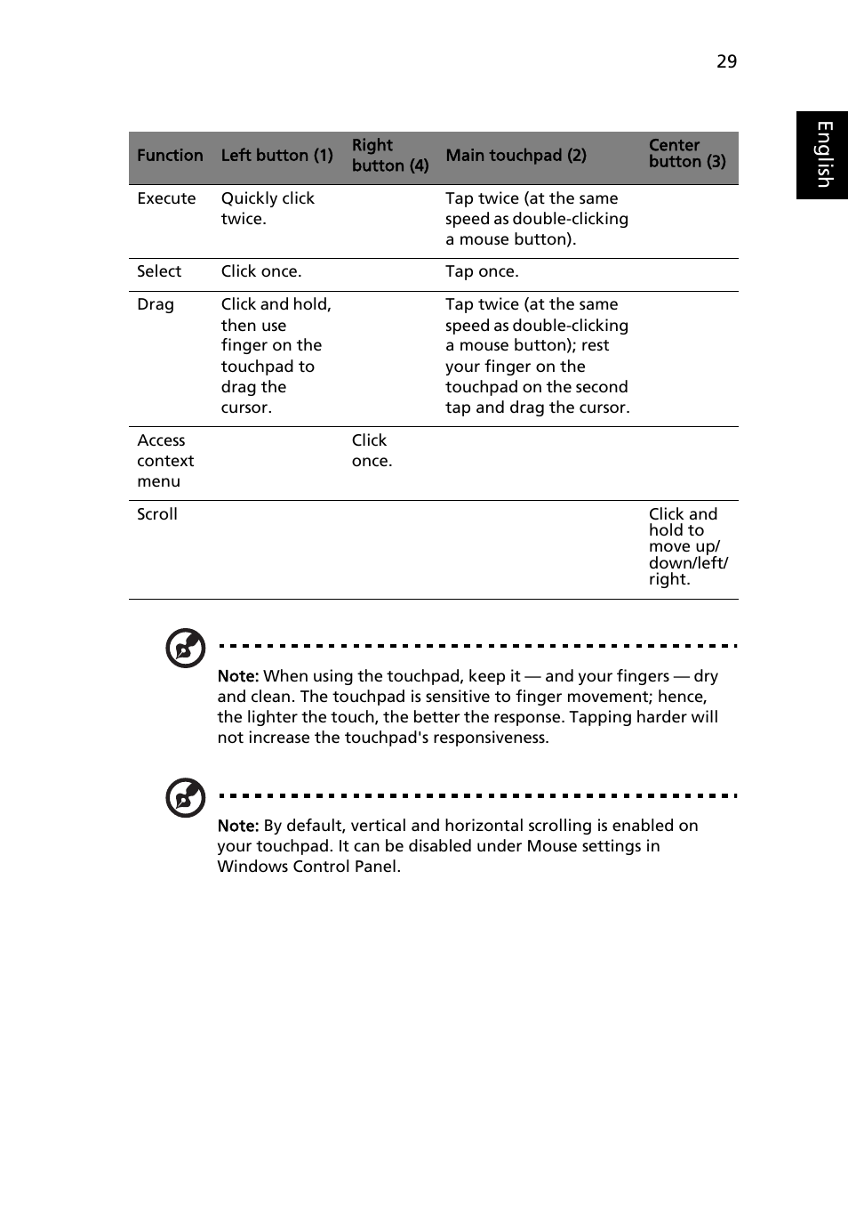 Eng lis h | Acer TravelMate 2480 User Manual | Page 47 / 114