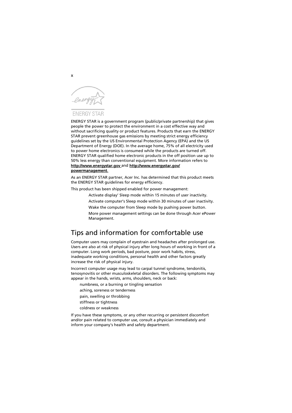 Tips and information for comfortable use | Acer Extensa 5220 User Manual | Page 10 / 98