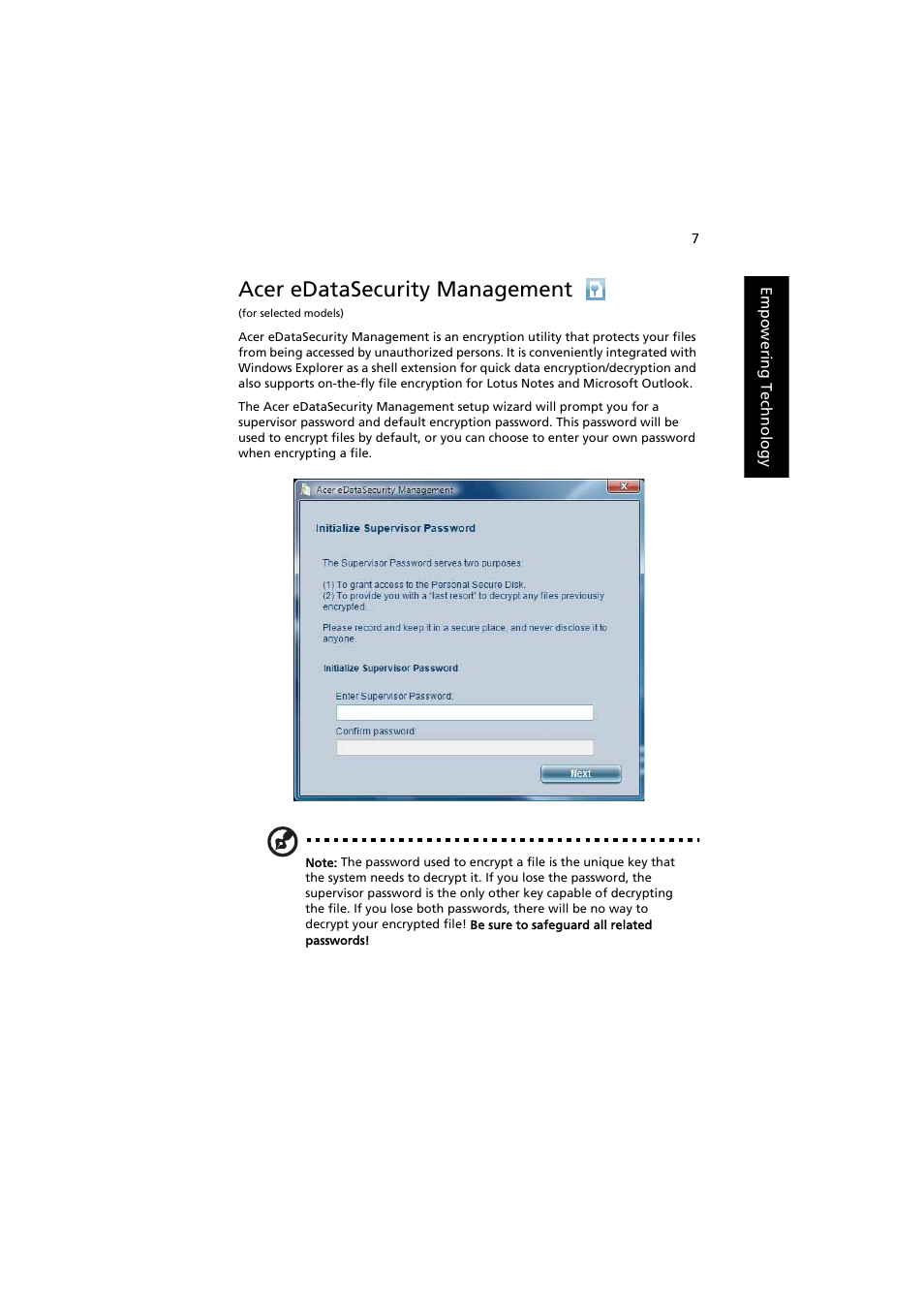 Acer edatasecurity management | Acer Extensa 5220 User Manual | Page 25 / 98