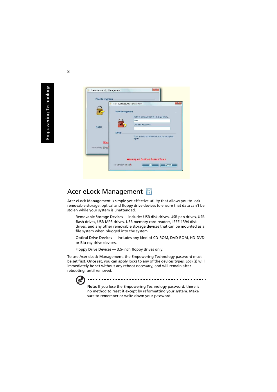 Acer elock management | Acer Extensa 5220 User Manual | Page 26 / 98