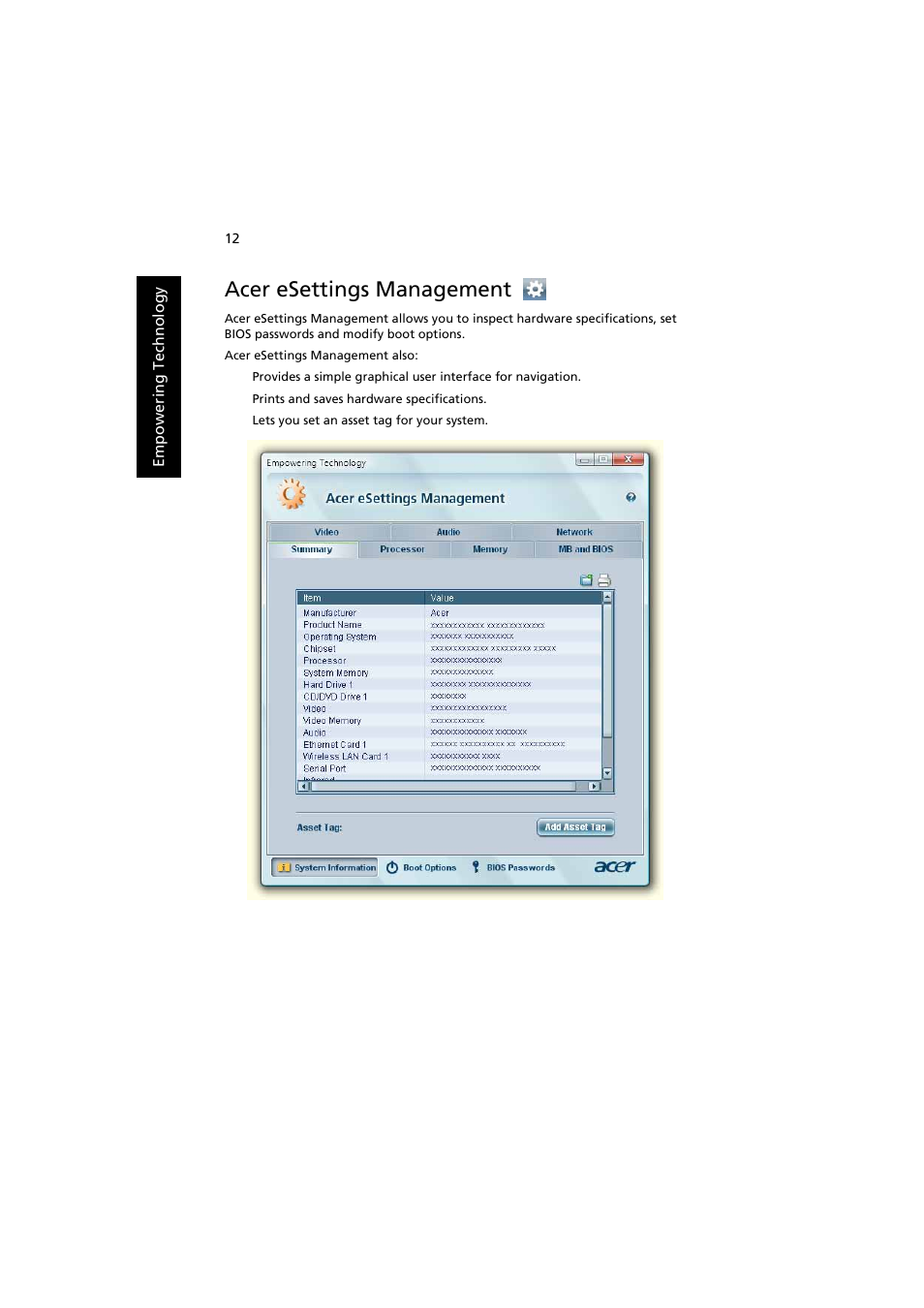 Acer esettings management | Acer Extensa 5220 User Manual | Page 30 / 98