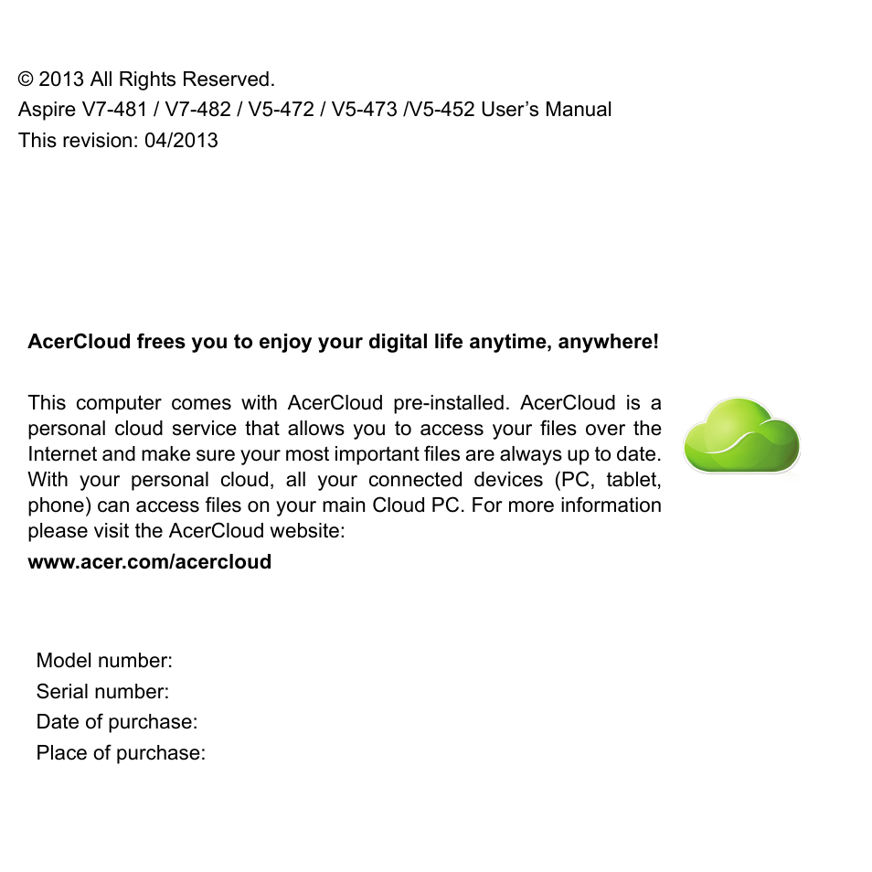 Acer Aspire V5-472P User Manual | Page 2 / 108