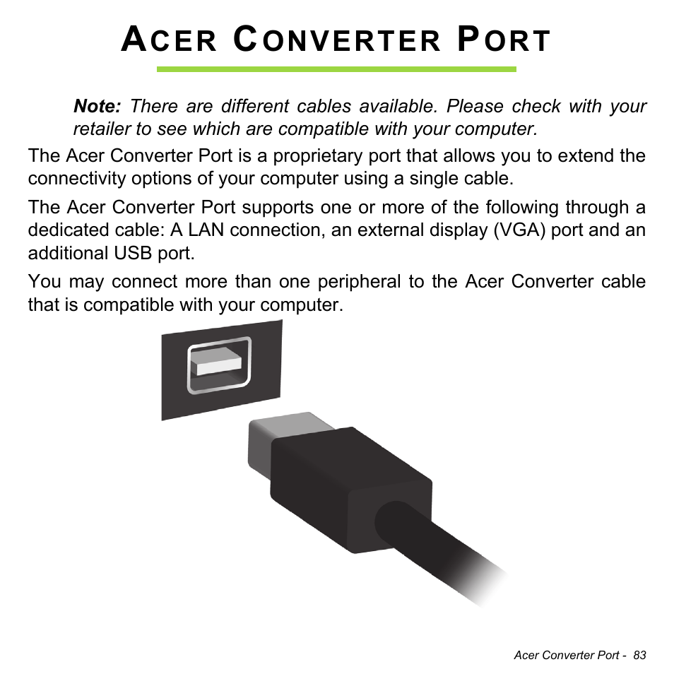 Acer converter port | Acer Aspire V5-472P User Manual | Page 83 / 108