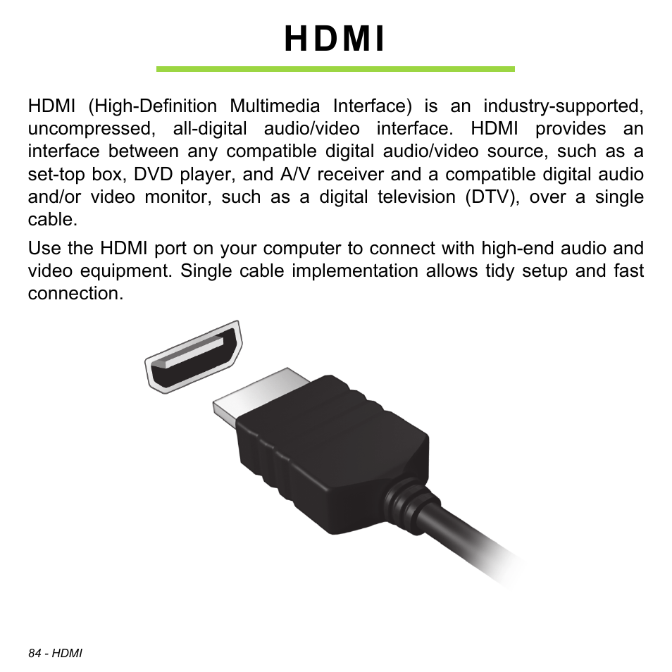 Hdmi | Acer Aspire V5-472P User Manual | Page 84 / 108