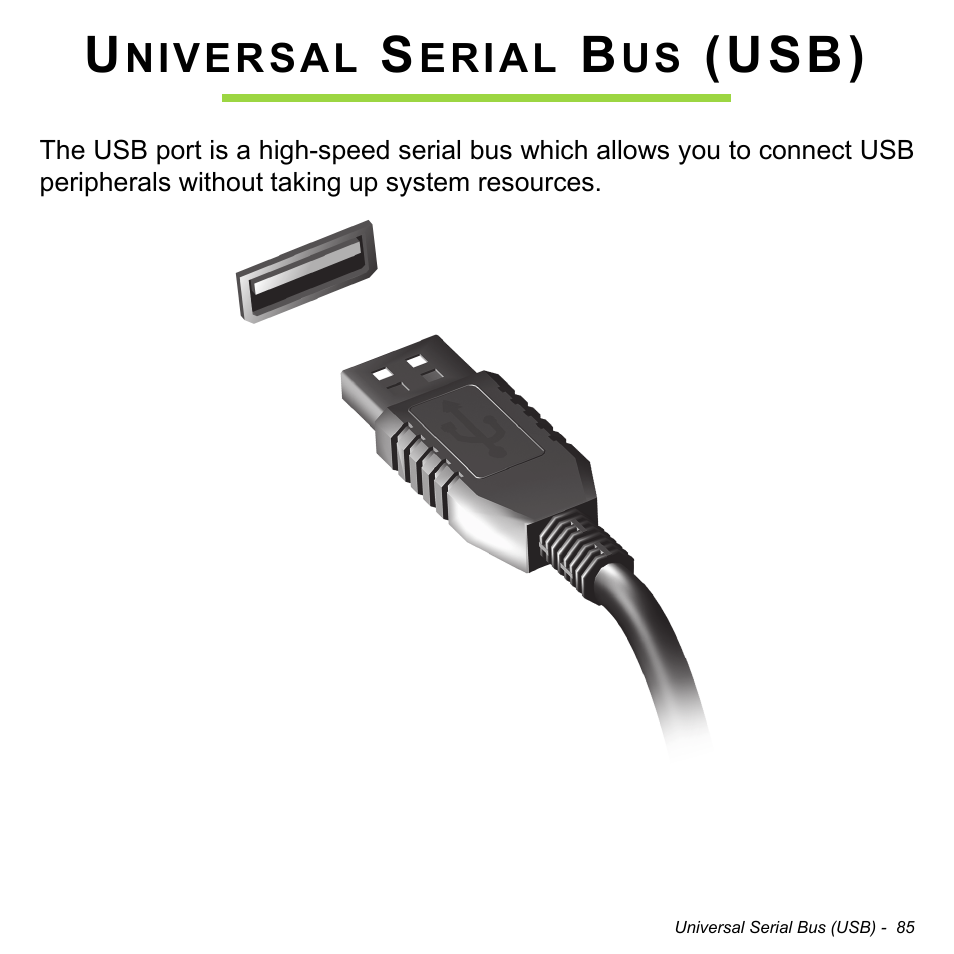 Universal serial bus (usb), Usb) | Acer Aspire V5-472P User Manual | Page 85 / 108