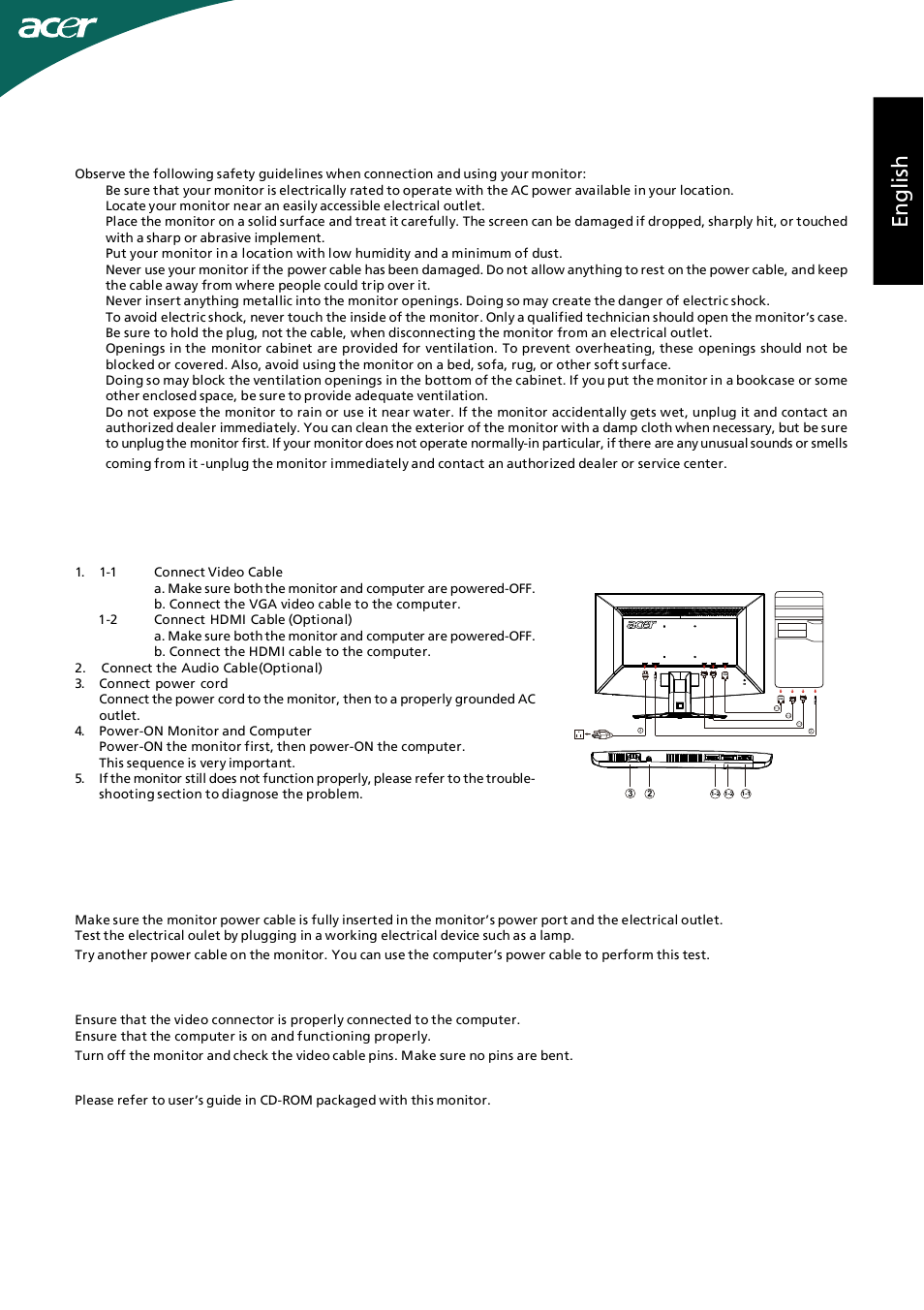 Acer GR235H User Manual | 2 pages