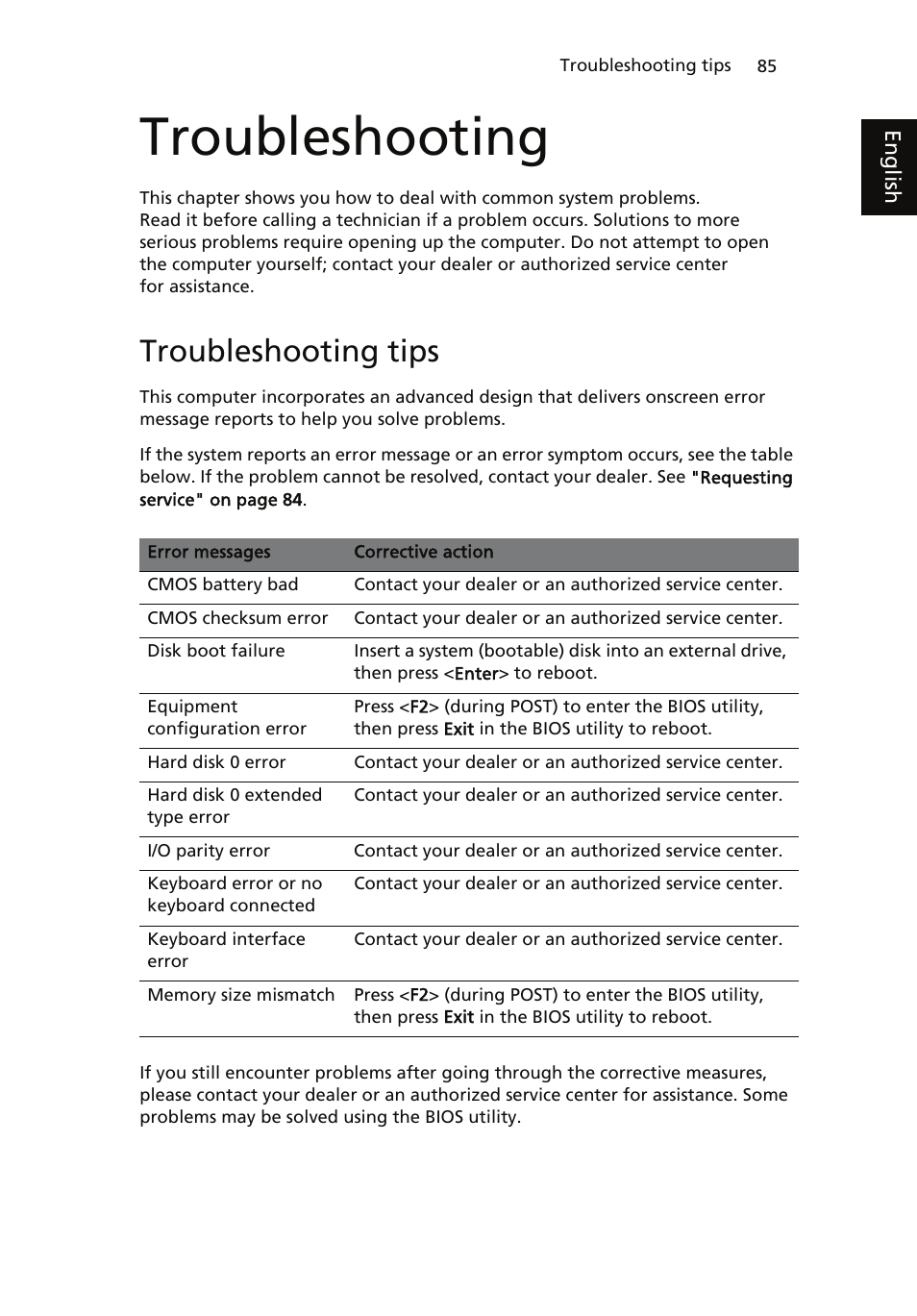 Troubleshooting, Troubleshooting tips | Acer ICONIA User Manual | Page 103 / 110