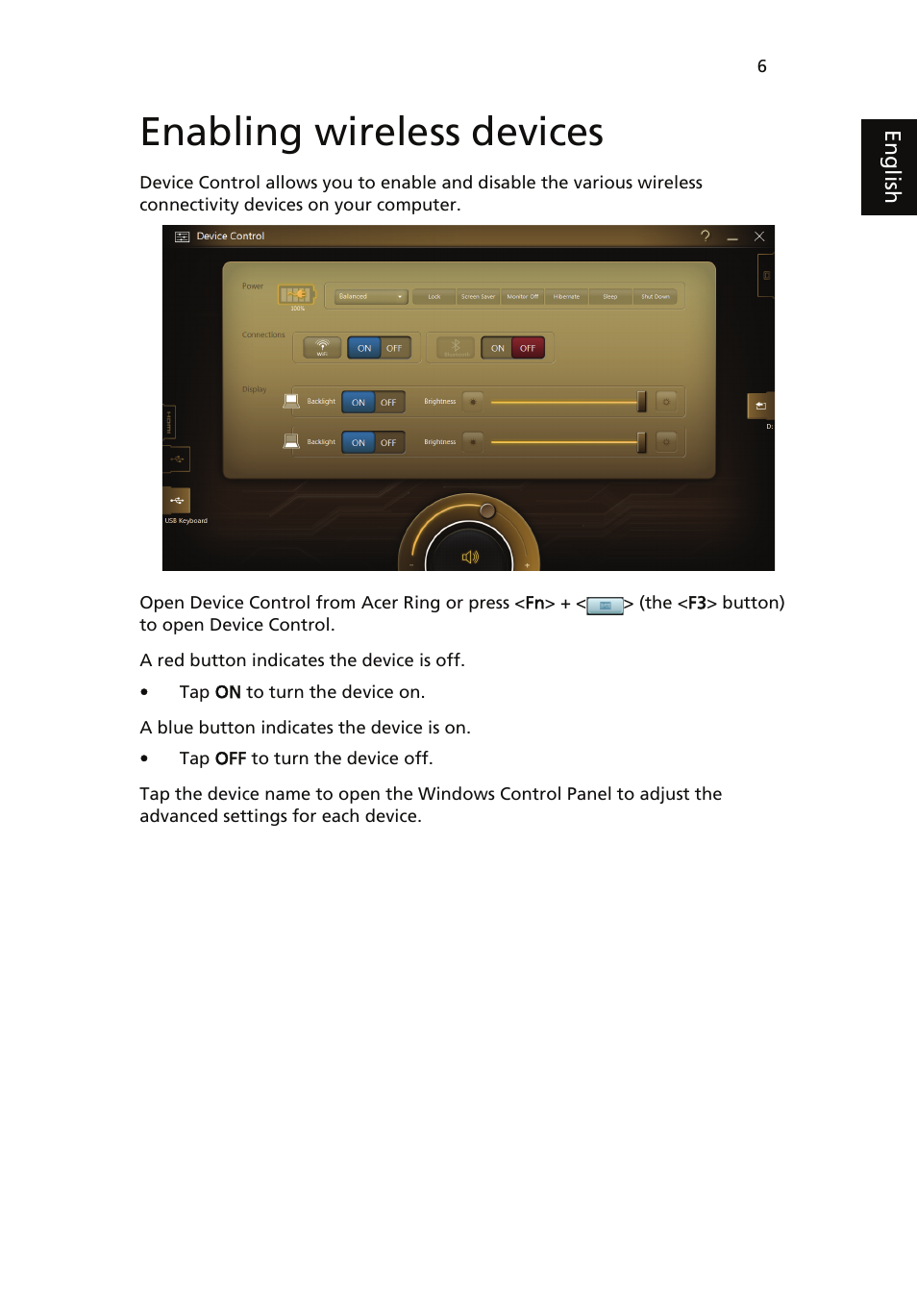 Enabling wireless devices | Acer ICONIA User Manual | Page 24 / 110