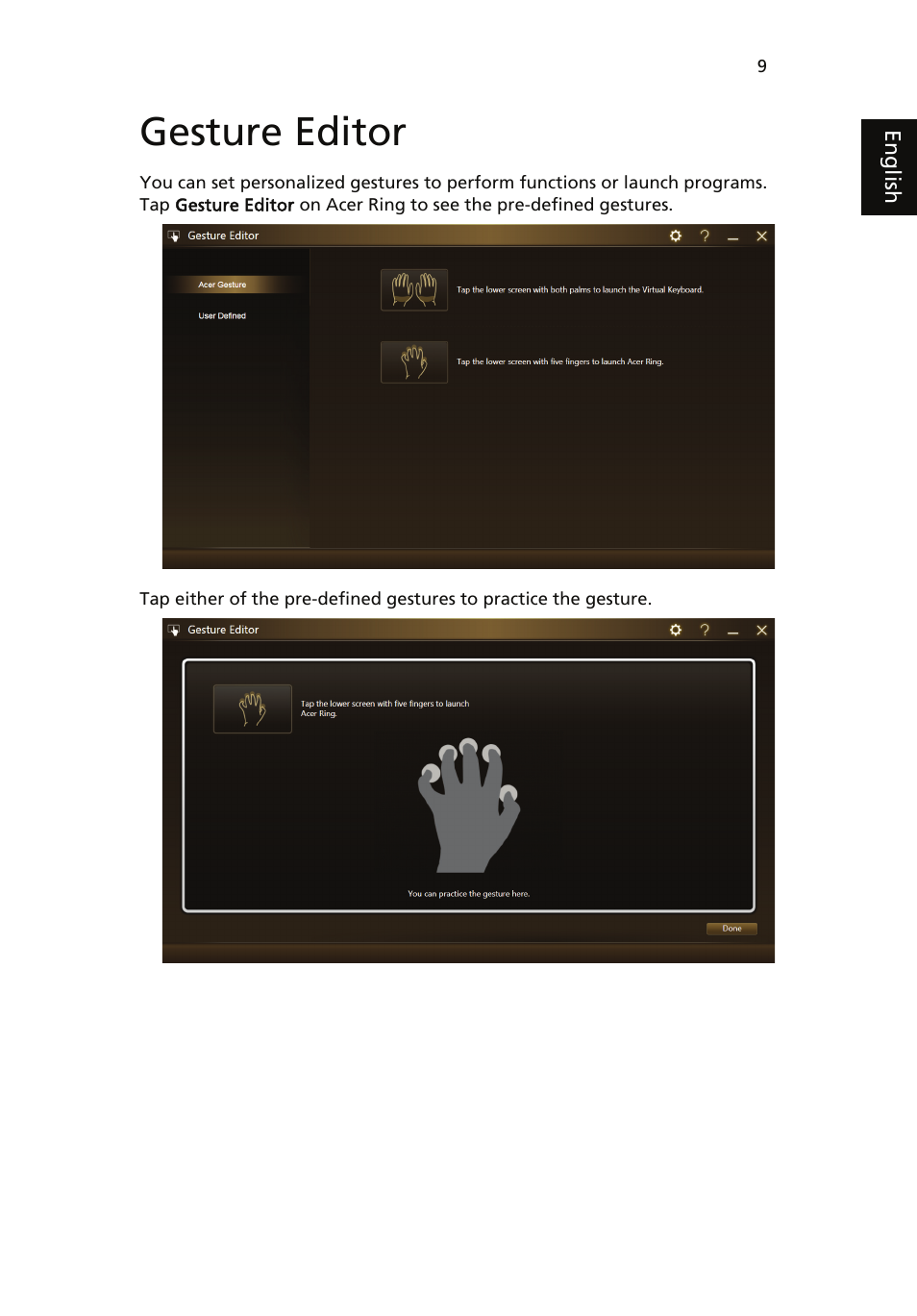 Gesture editor | Acer ICONIA User Manual | Page 27 / 110