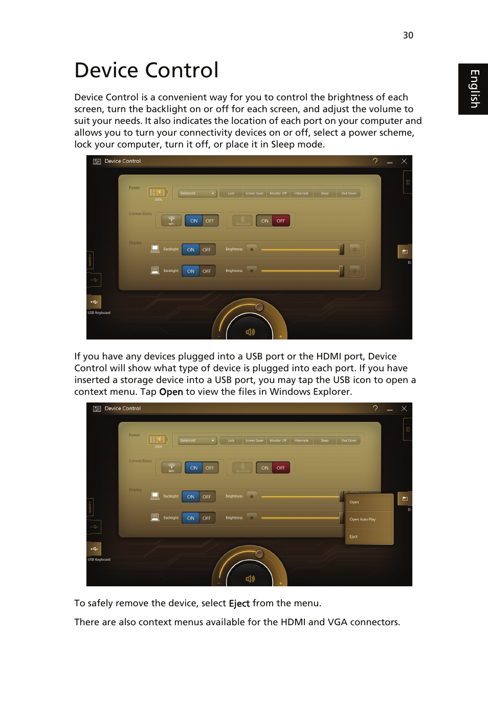 Device control | Acer ICONIA User Manual | Page 48 / 110