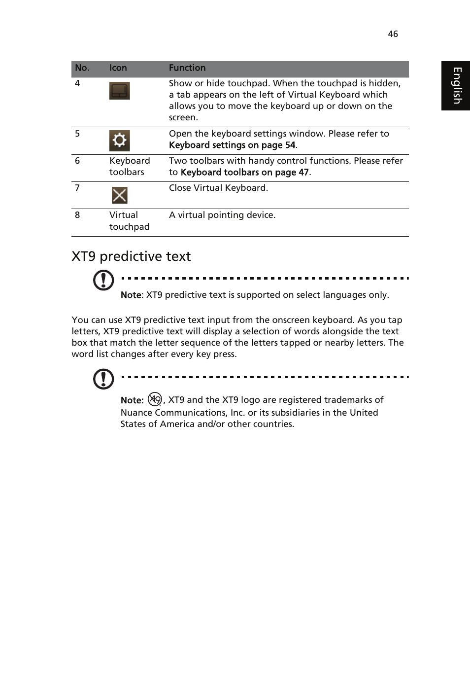 Xt9 predictive text | Acer ICONIA User Manual | Page 64 / 110