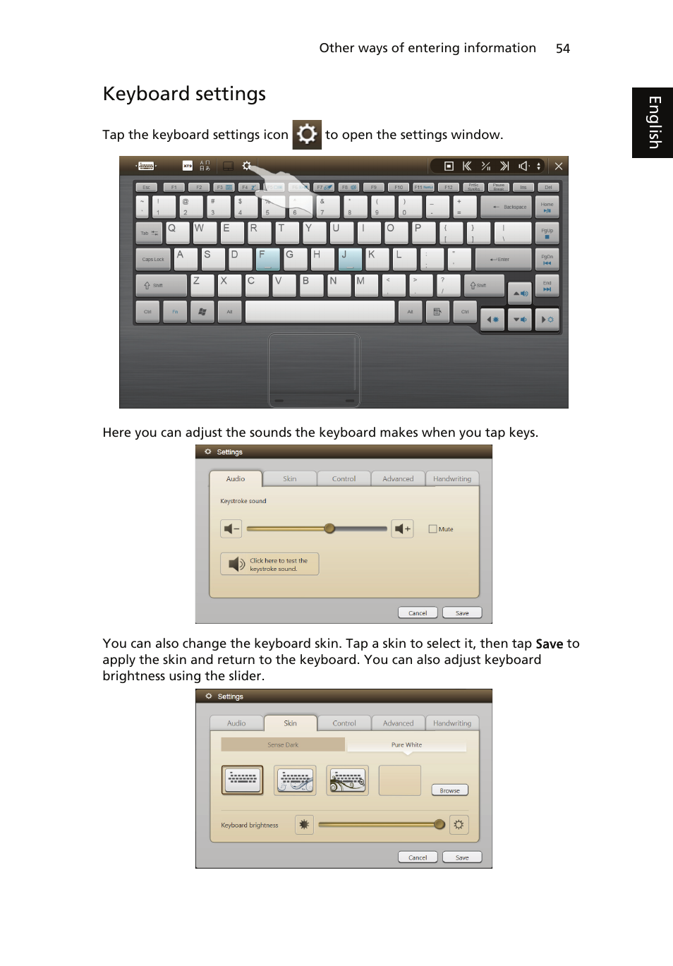 Keyboard settings | Acer ICONIA User Manual | Page 72 / 110
