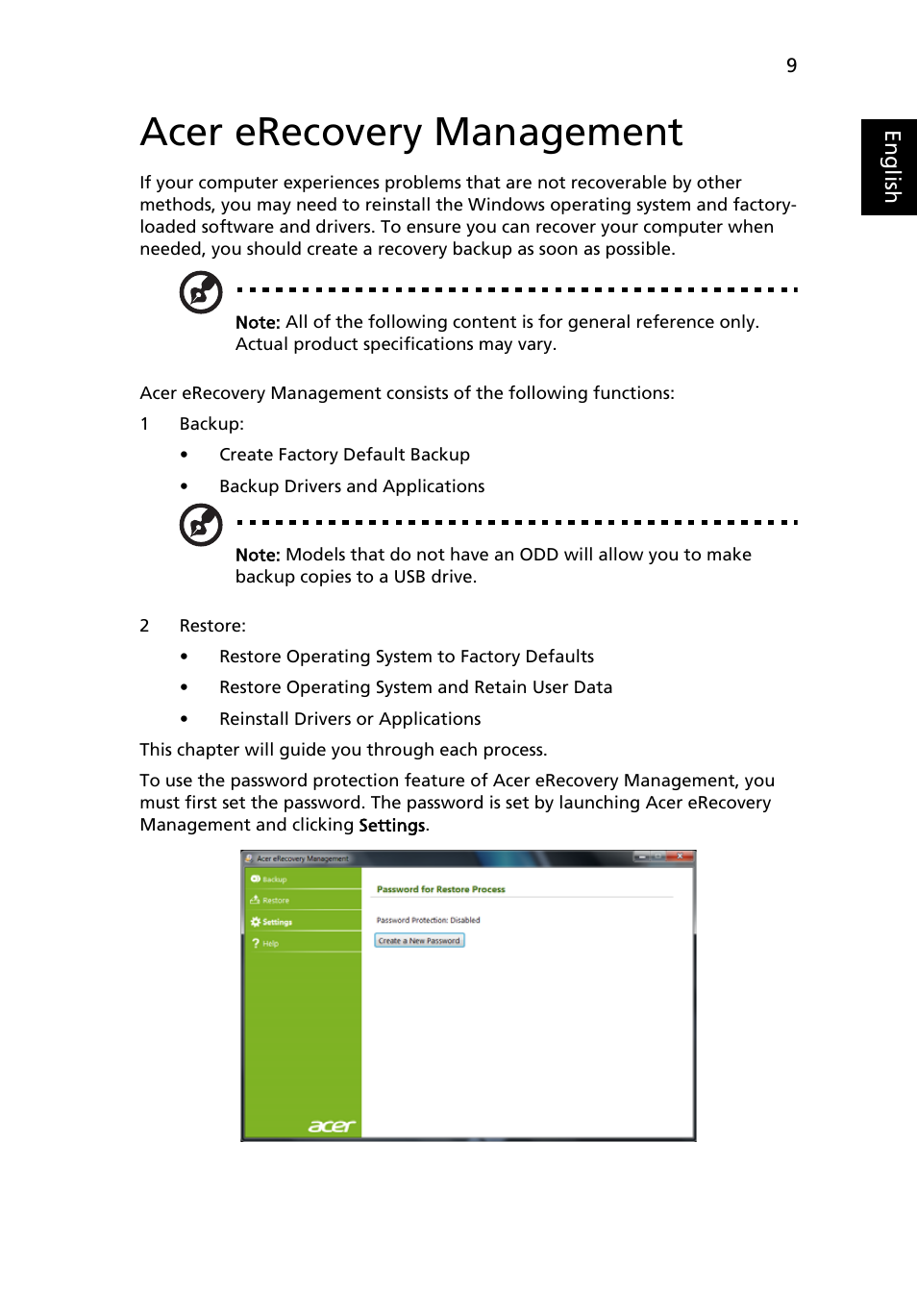 Acer erecovery management | Acer Aspire 4352G User Manual | Page 29 / 79