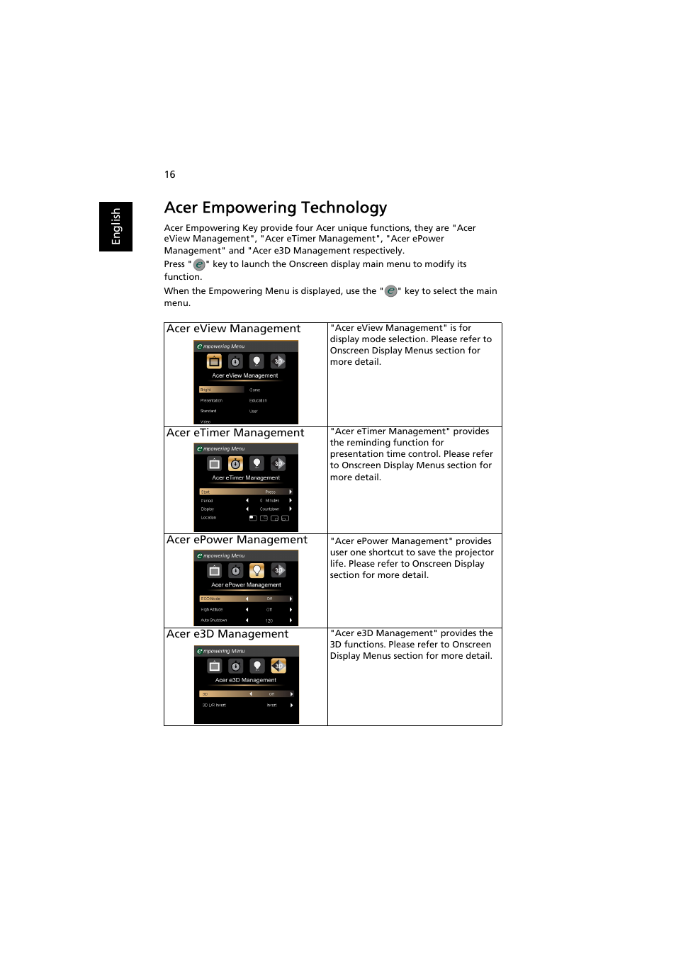 Acer empowering technology | Acer P1163 User Manual | Page 26 / 57