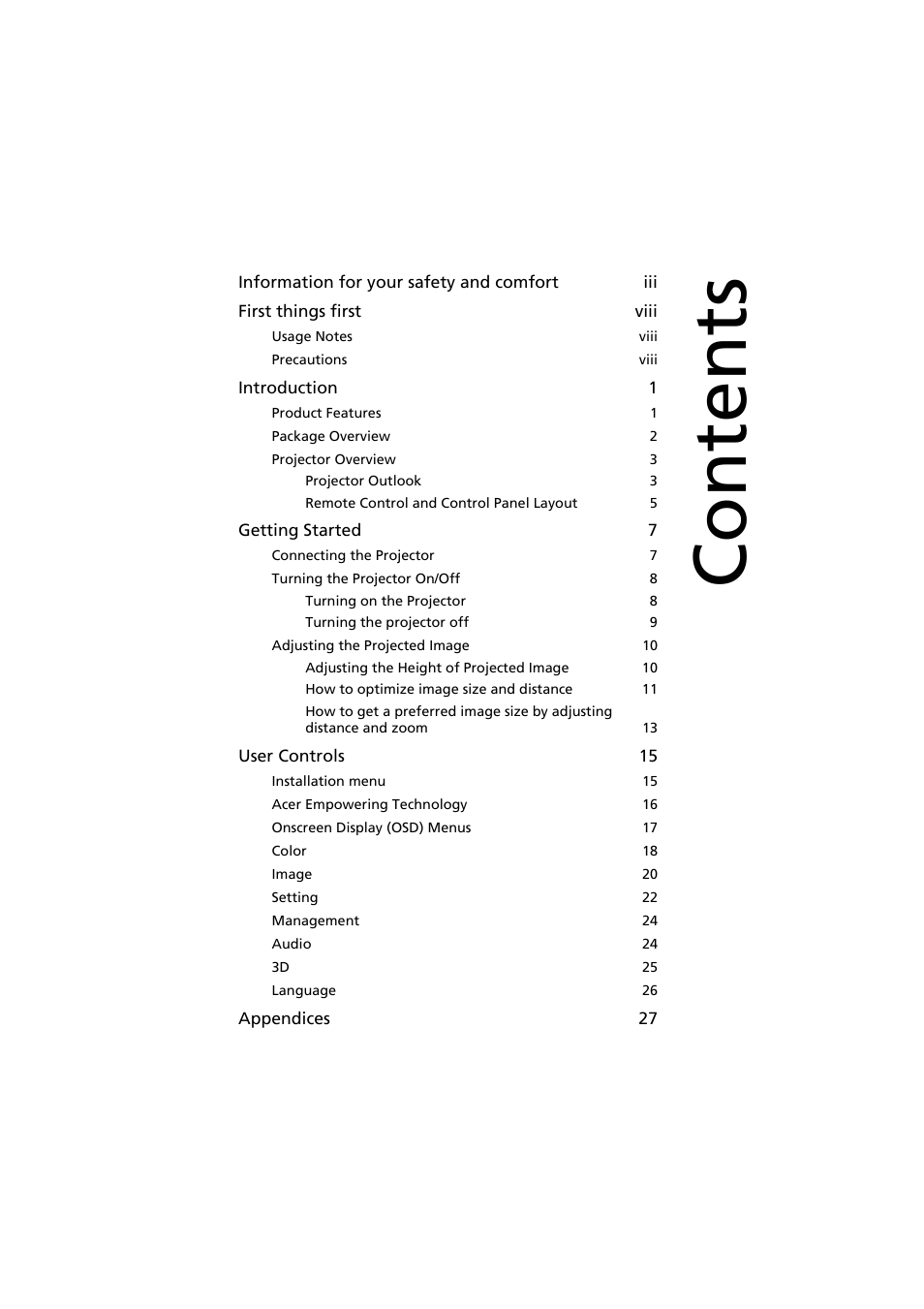 Acer P1163 User Manual | Page 9 / 57