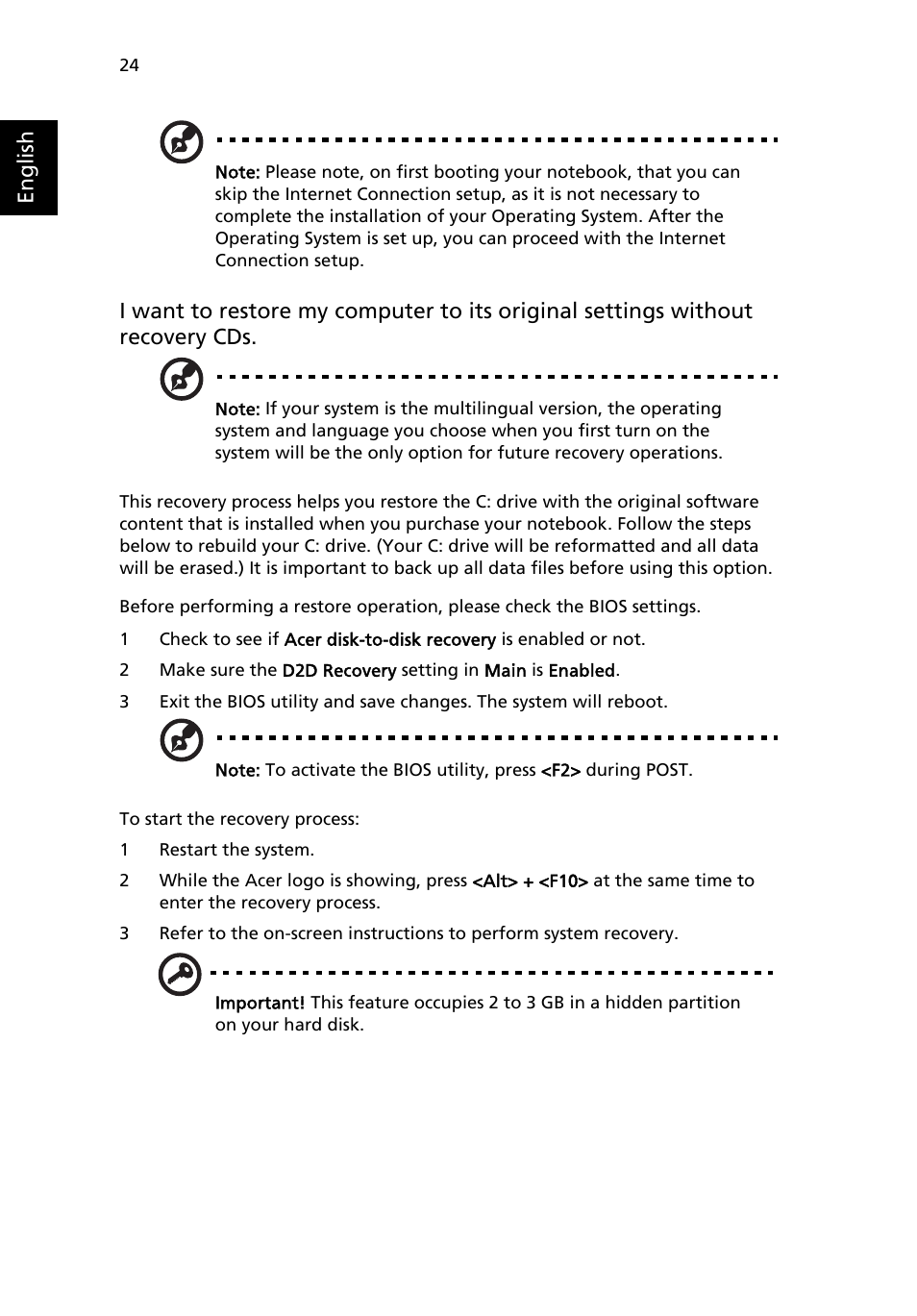 English | Acer TravelMate 2410 User Manual | Page 32 / 64