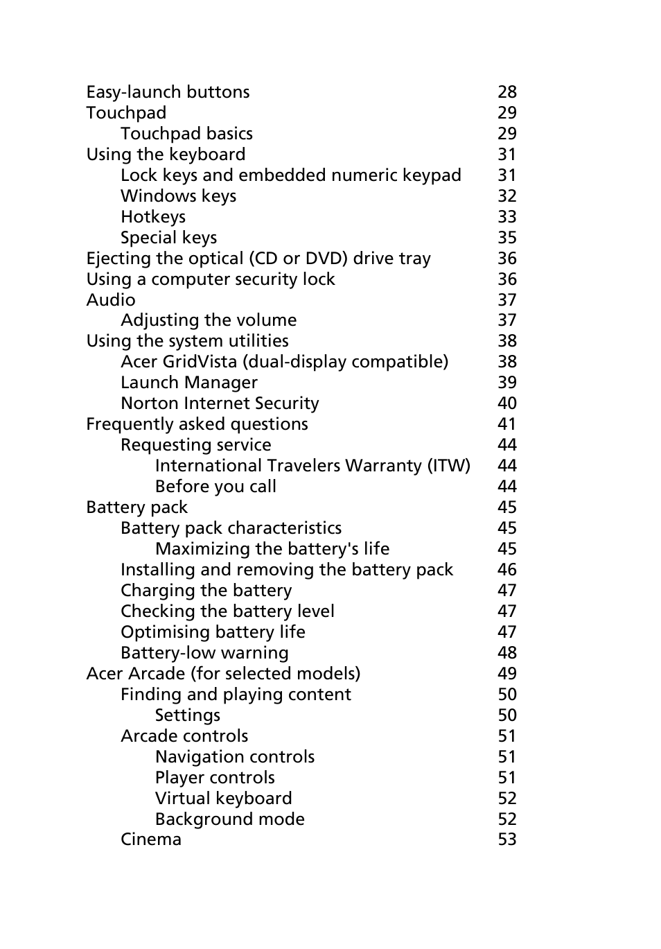 Acer TravelMate 5110 User Manual | Page 16 / 110