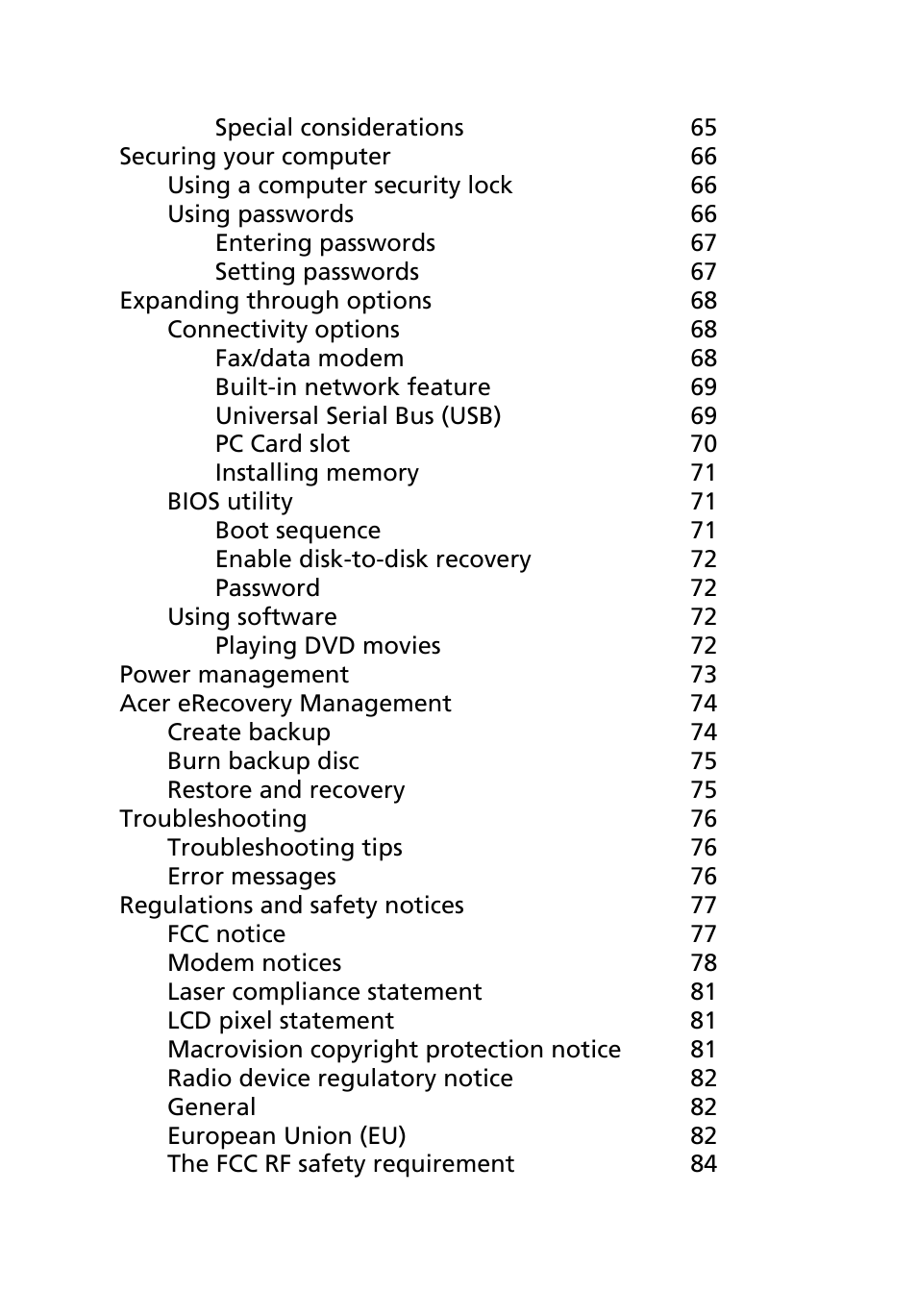 Acer TravelMate 5110 User Manual | Page 18 / 110