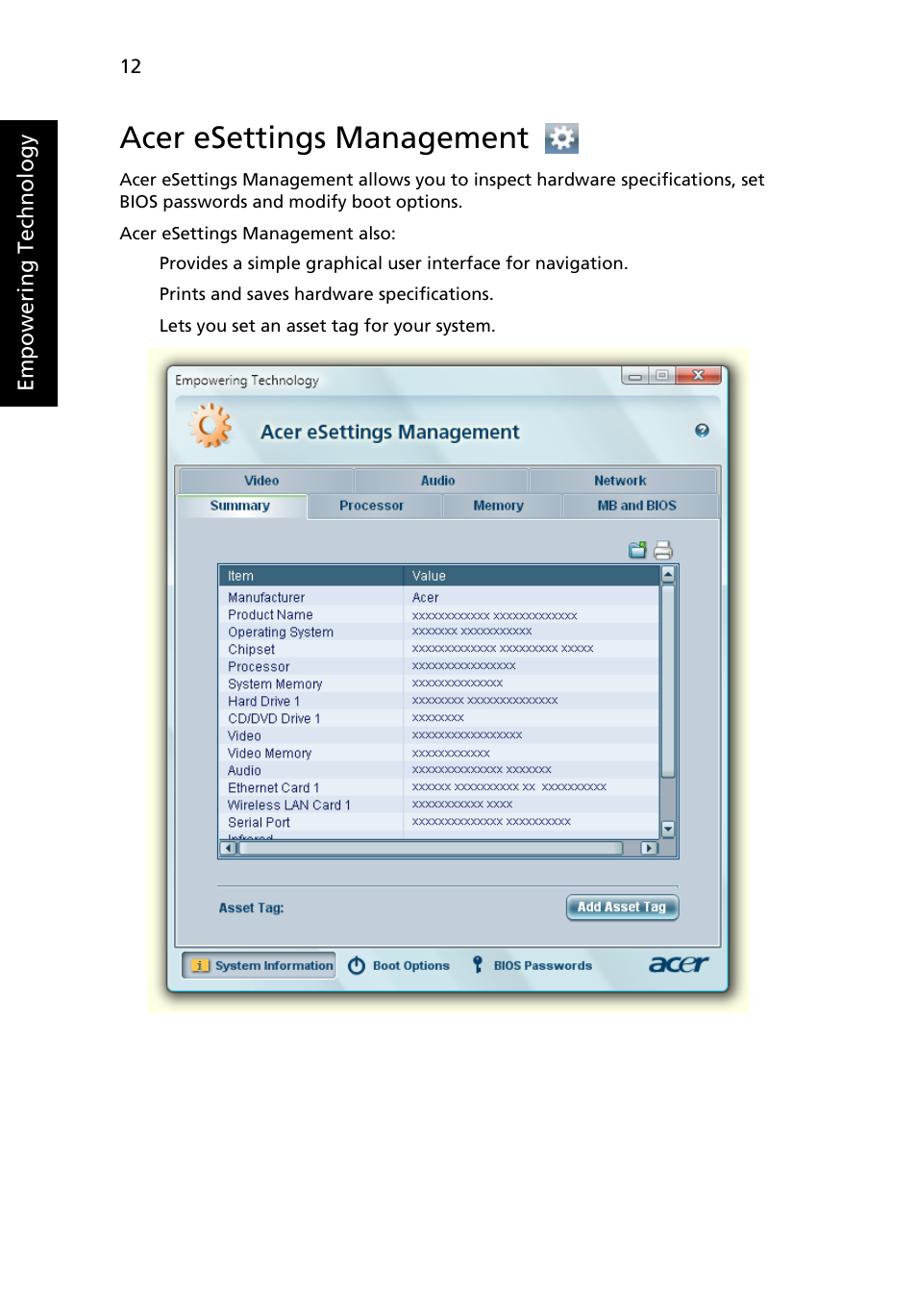 Acer esettings management | Acer TravelMate 5110 User Manual | Page 32 / 110