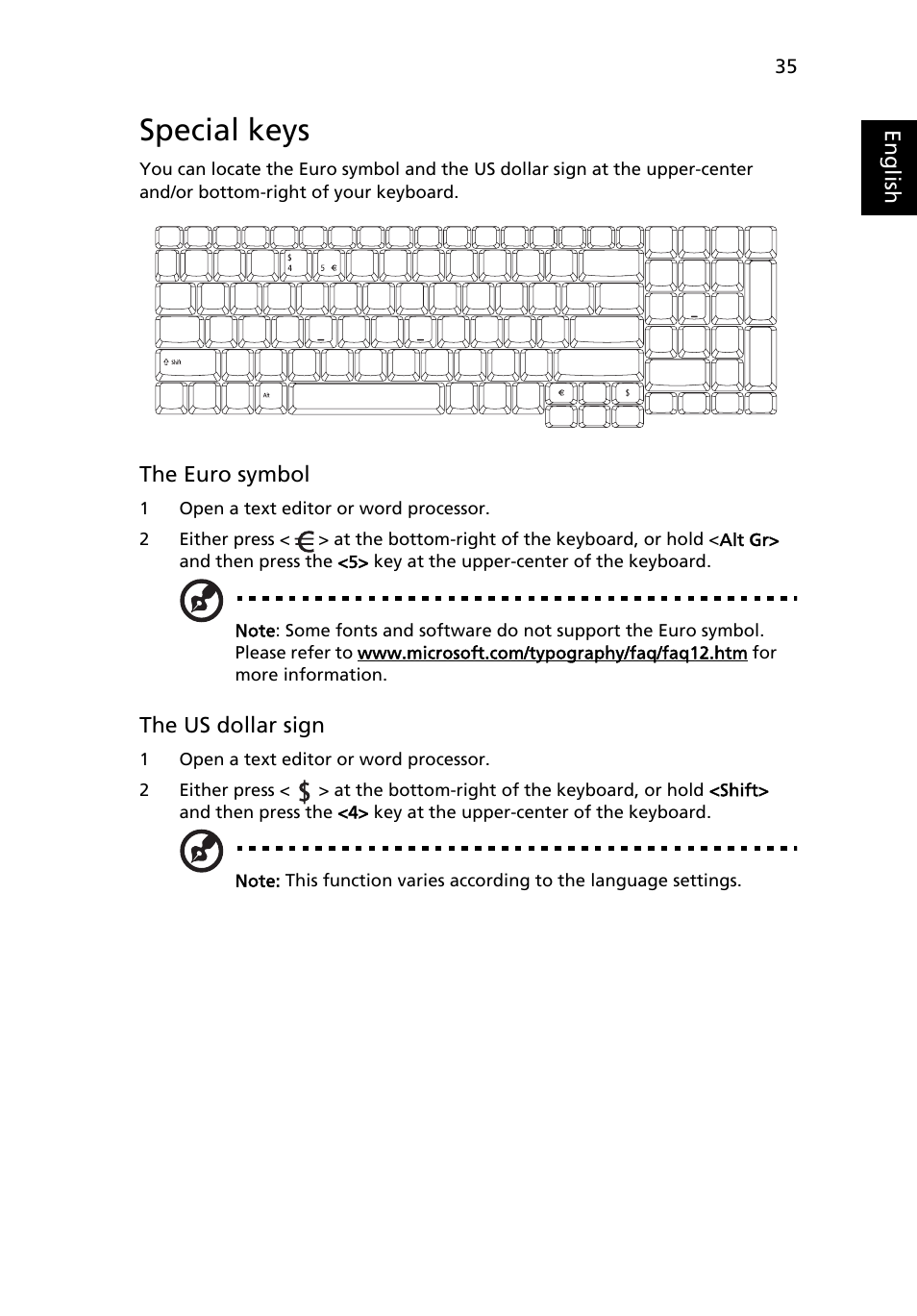 Special keys | Acer TravelMate 5110 User Manual | Page 55 / 110