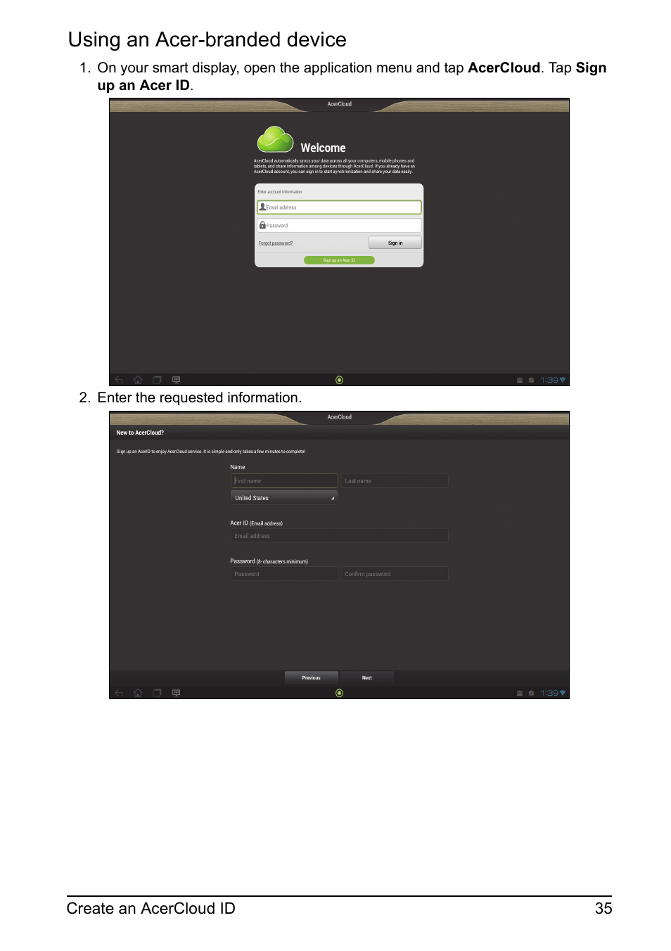 Using an acer-branded device | Acer DA220HQL User Manual | Page 35 / 61