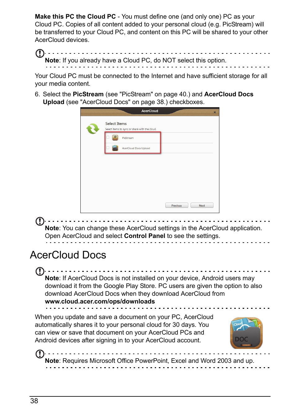 Acercloud docs | Acer DA220HQL User Manual | Page 38 / 61