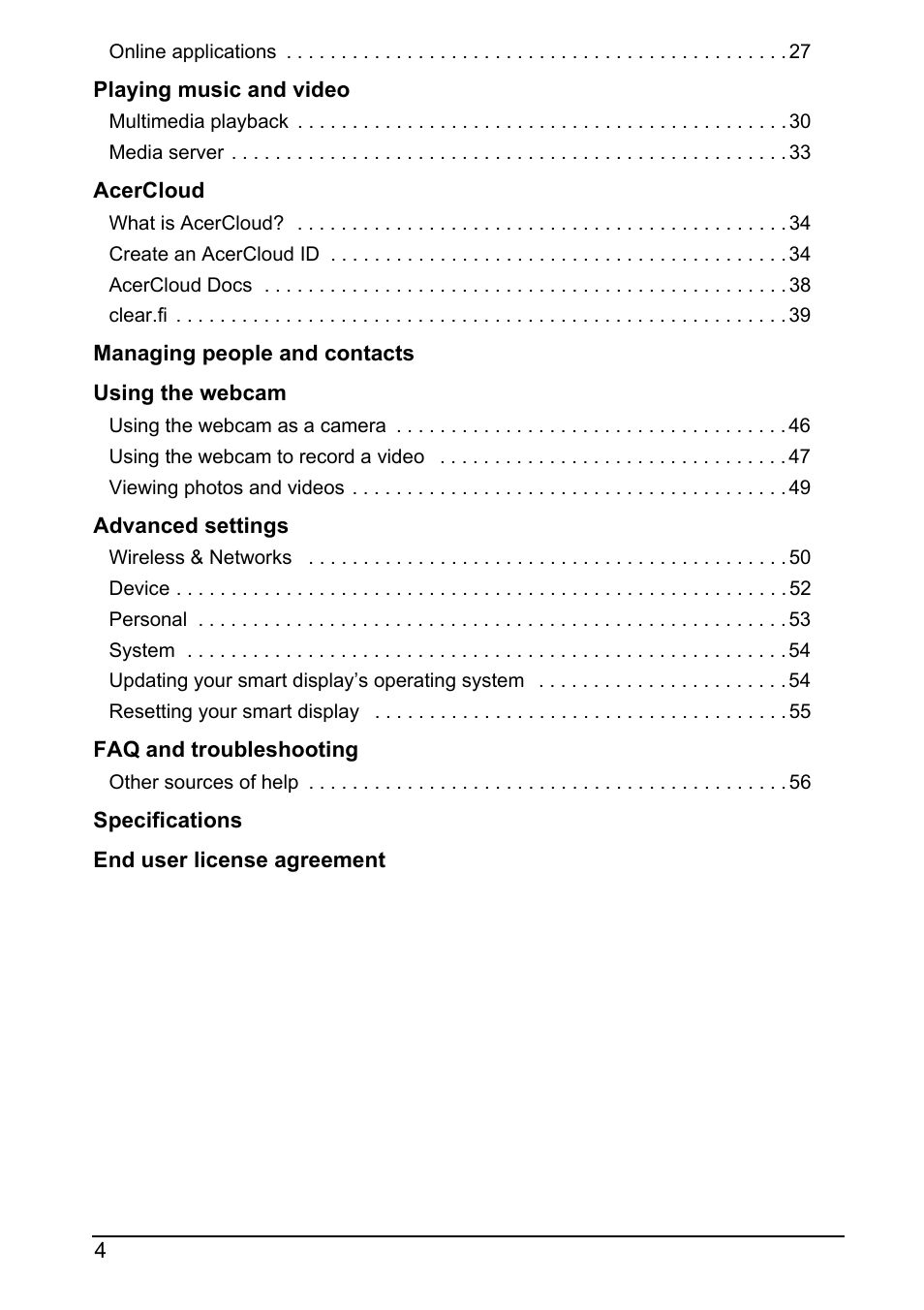 Acer DA220HQL User Manual | Page 4 / 61