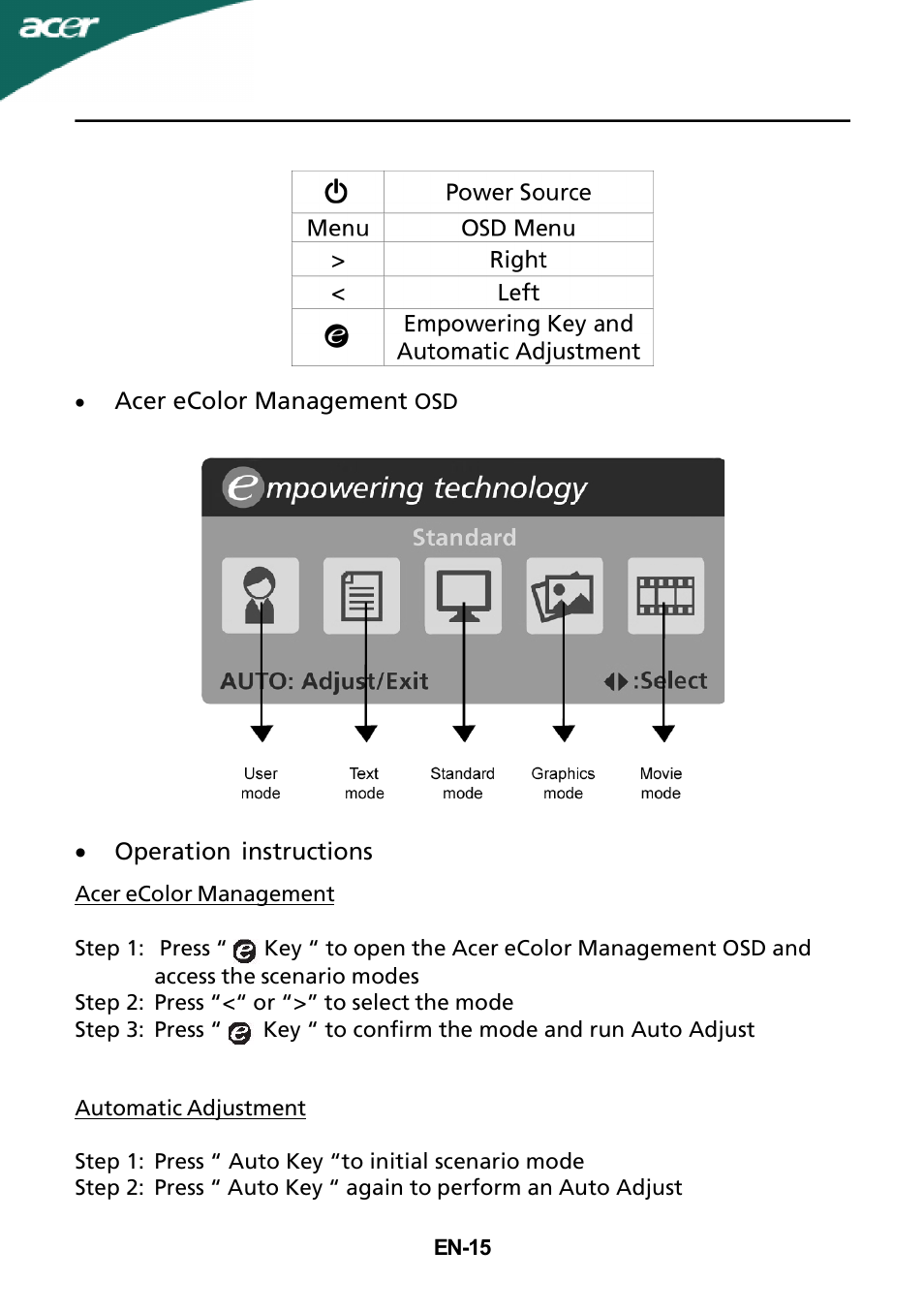 Acer X243H User Manual | Page 16 / 25