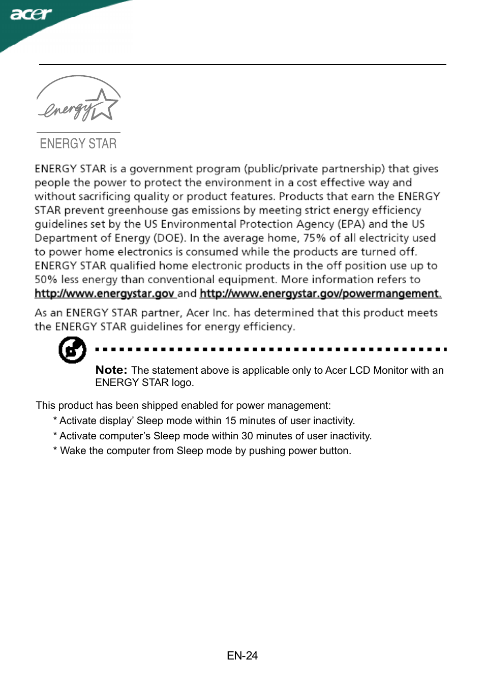 Acer X243H User Manual | Page 25 / 25