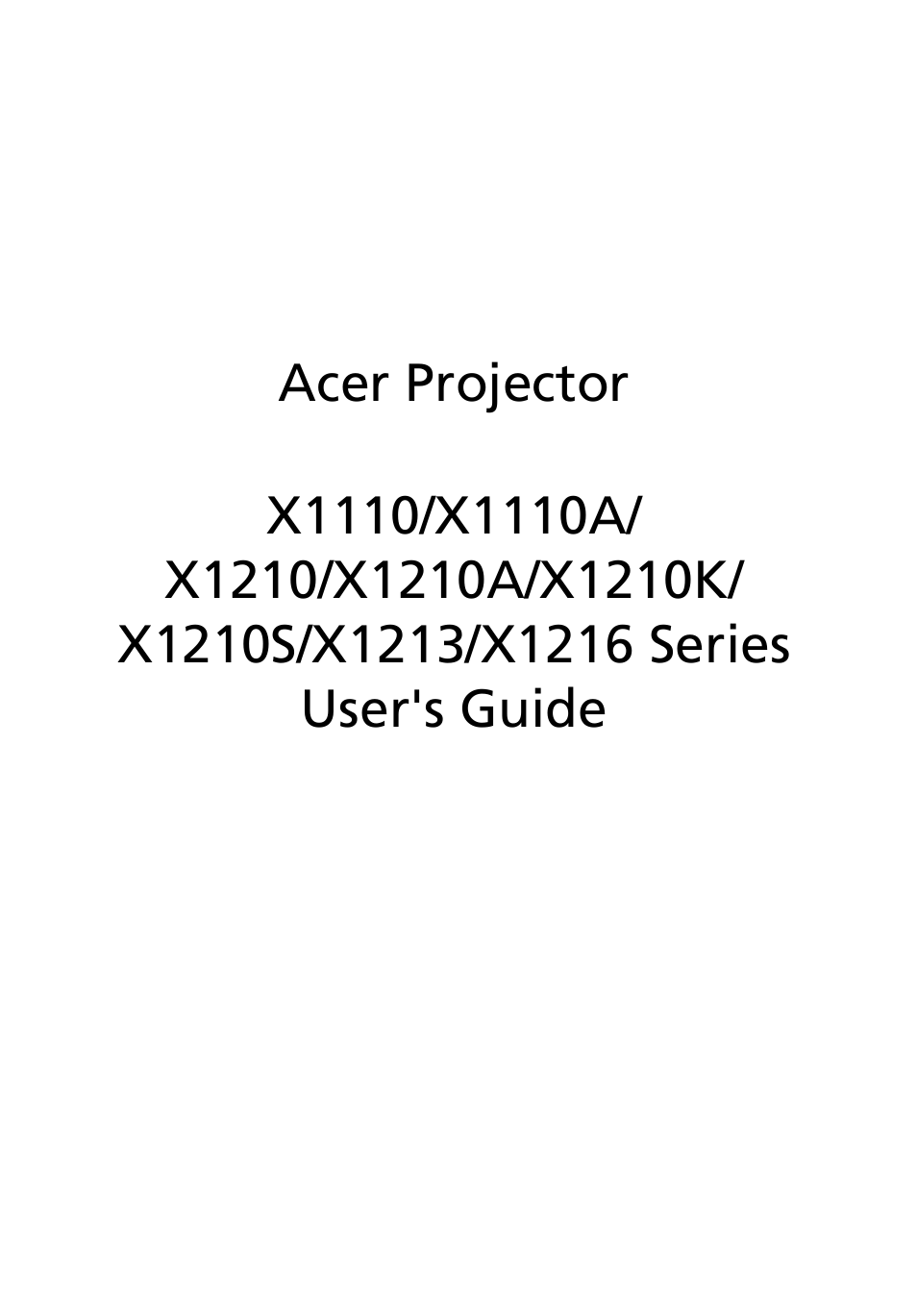 Acer X1213 User Manual | 58 pages